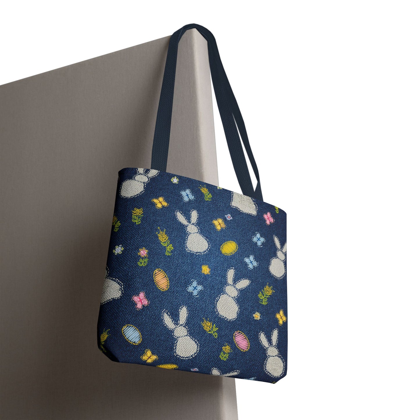 Easter Graphic Design Denim Fabric Imitation Print Unisex Canvas Bag Poly Spun 3 Sizes Tote Bag 204-2