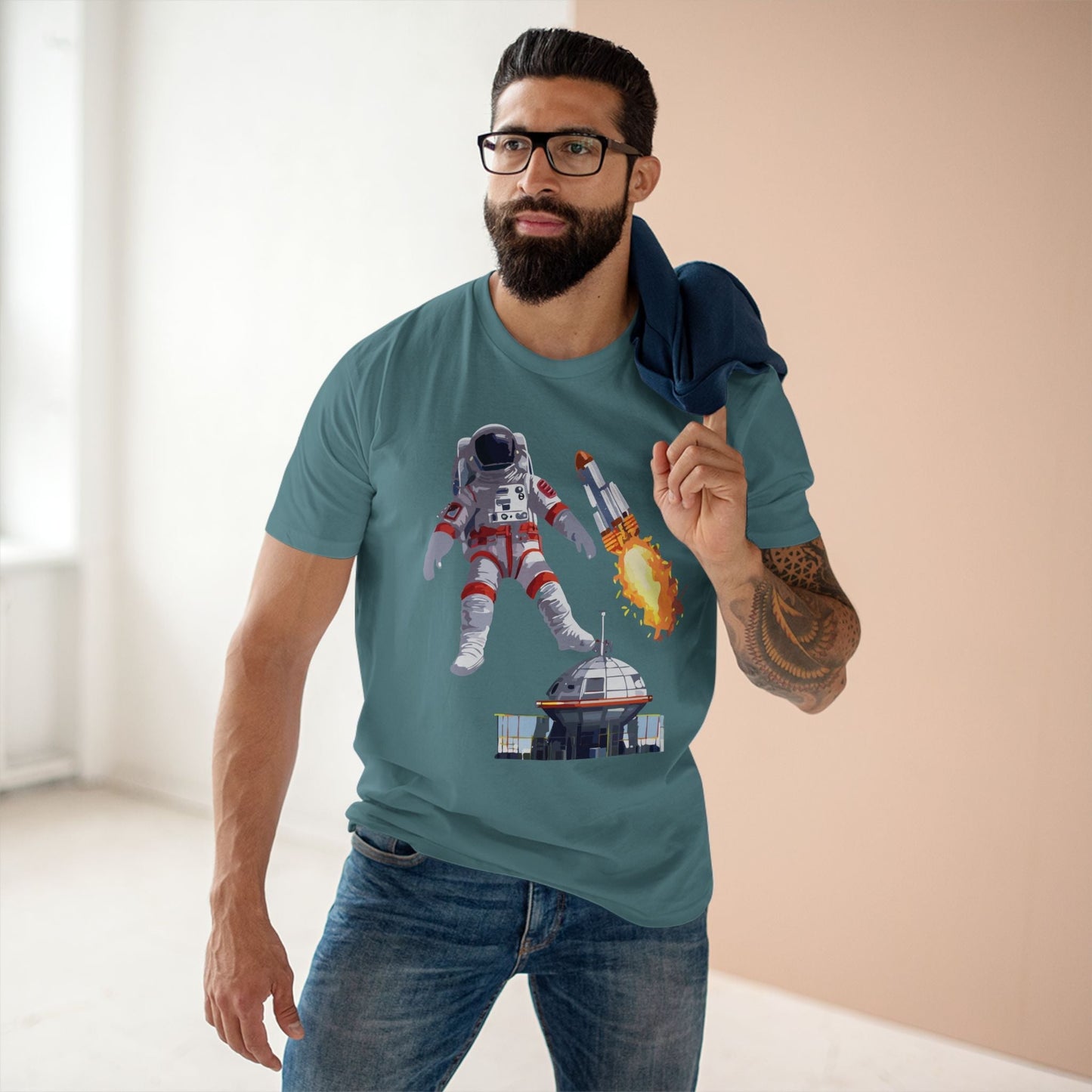 Cosmos Astronaut Shirt Unisex Premium Cotton Tee With Original Art Design Retro2Nova Collection