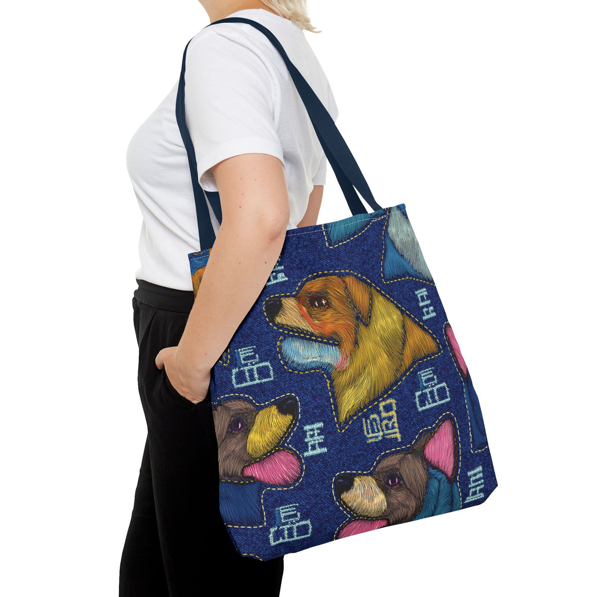 Denim Fabric Imitation Print Unisex Canvas Bag Poly Spun 3 Sizes Tote Bag 191-10