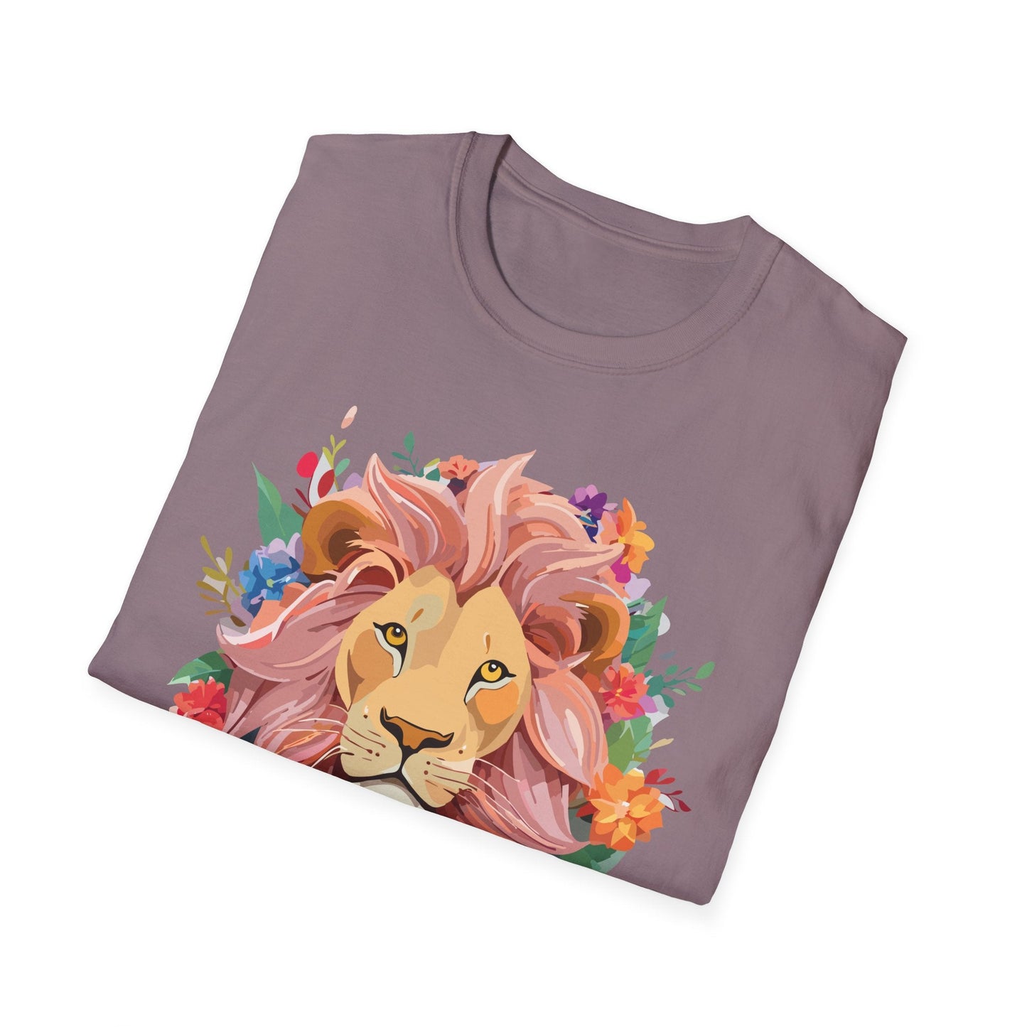 Lion Shirt Unisex Floral Lion Tee Animal Print Softstyle Tee