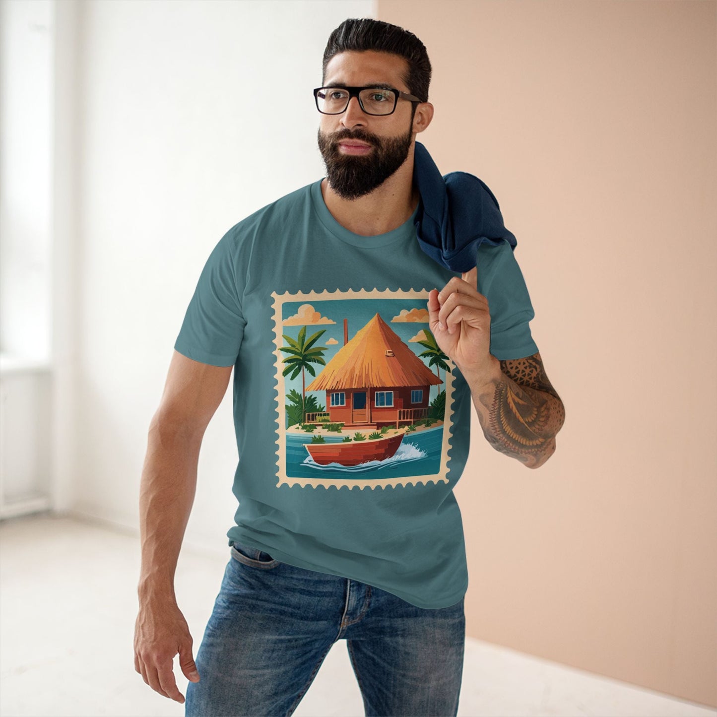 Stamp Shirt Postage Stamp Art Tee Unisex Original Art Design Premium Cotton By Retro2Nova