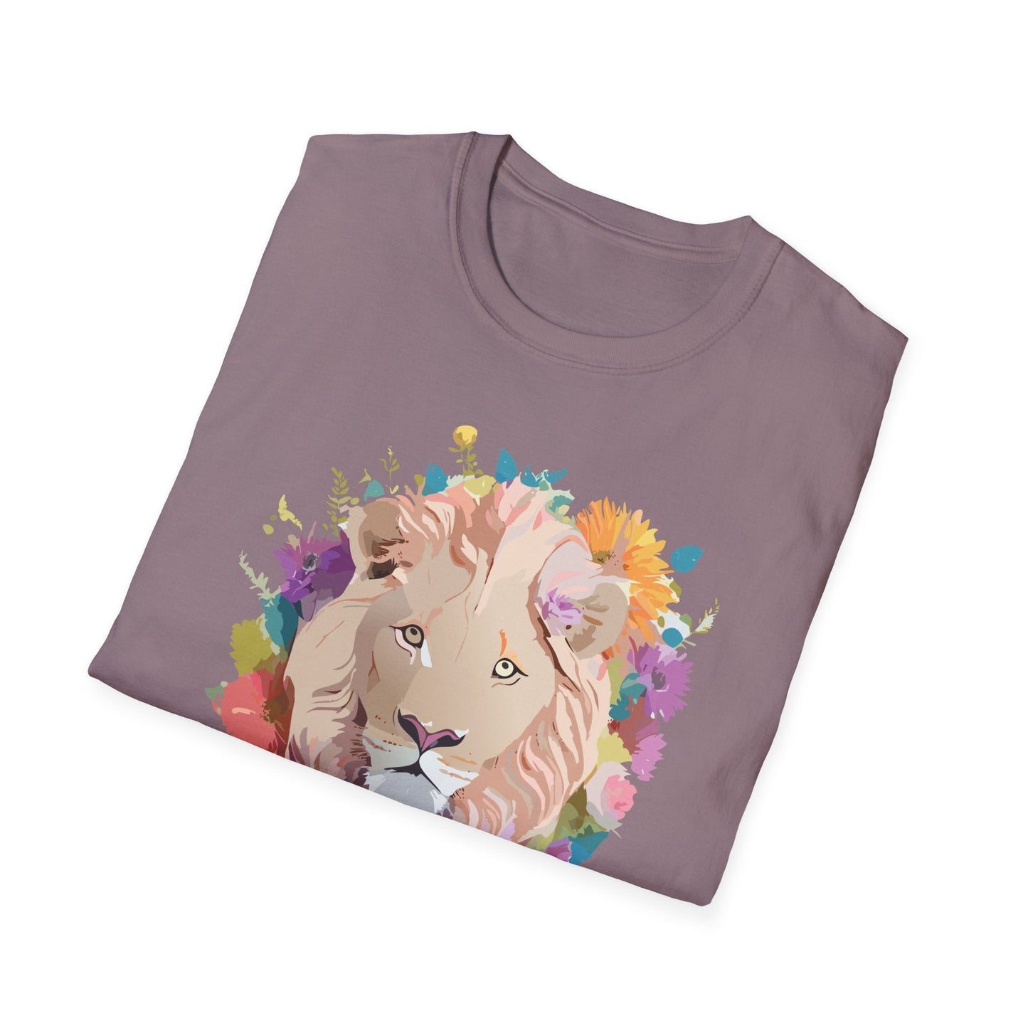 Unisex Lion Shirt Floral Lion Tee Softstyle Gildan 64000 100 Percent Cotton