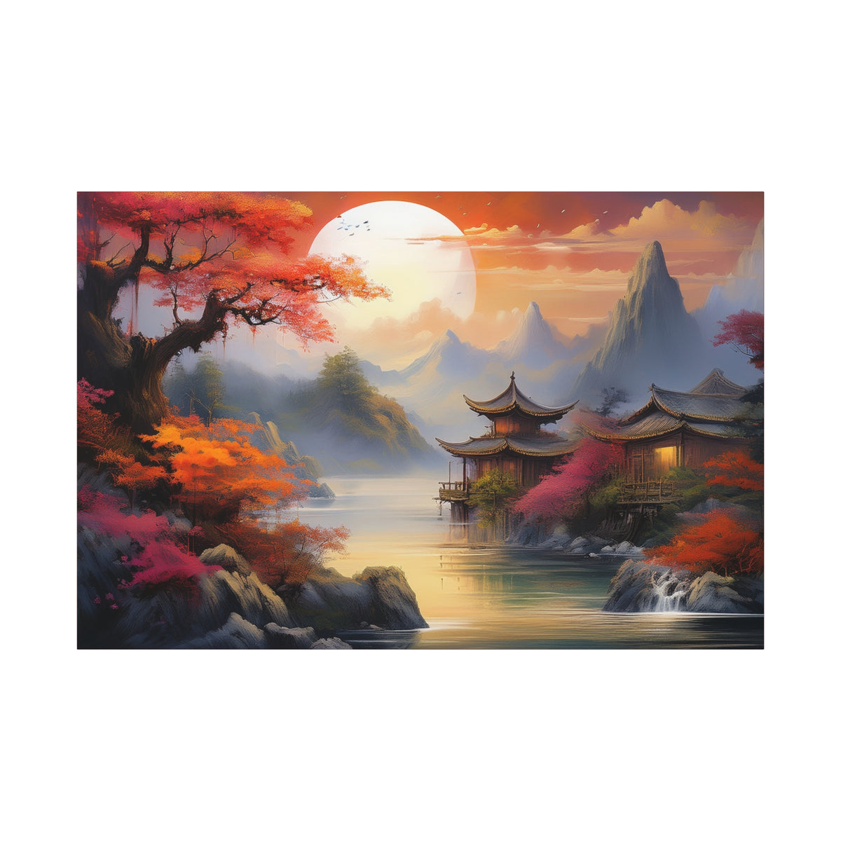 Japanese Painting Print Canvas 24x16, 30x20, 36x24, 48x32, 60x40, Bright Latex Inks Pine-Wood Inner Frame JPN-13