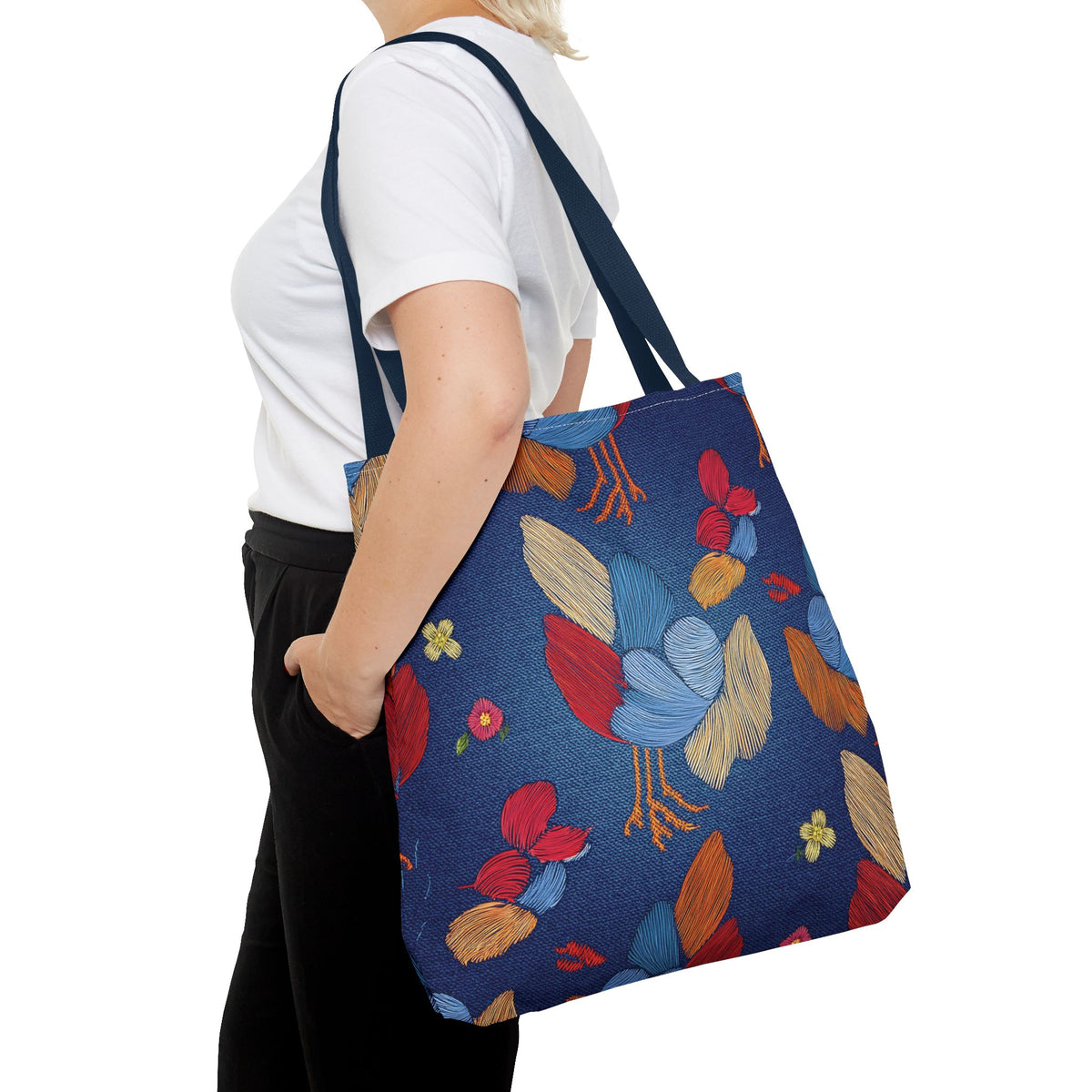 Denim Fabric Imitation Print Unisex Canvas Bag Poly Spun 3 Sizes Tote Bag 194-2