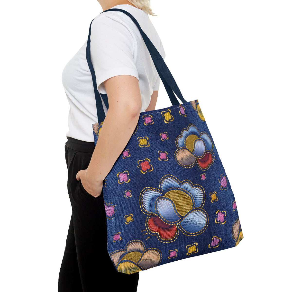 Denim Fabric Imitation Print Unisex Canvas Bag Poly Spun 3 Sizes Tote Bag 164
