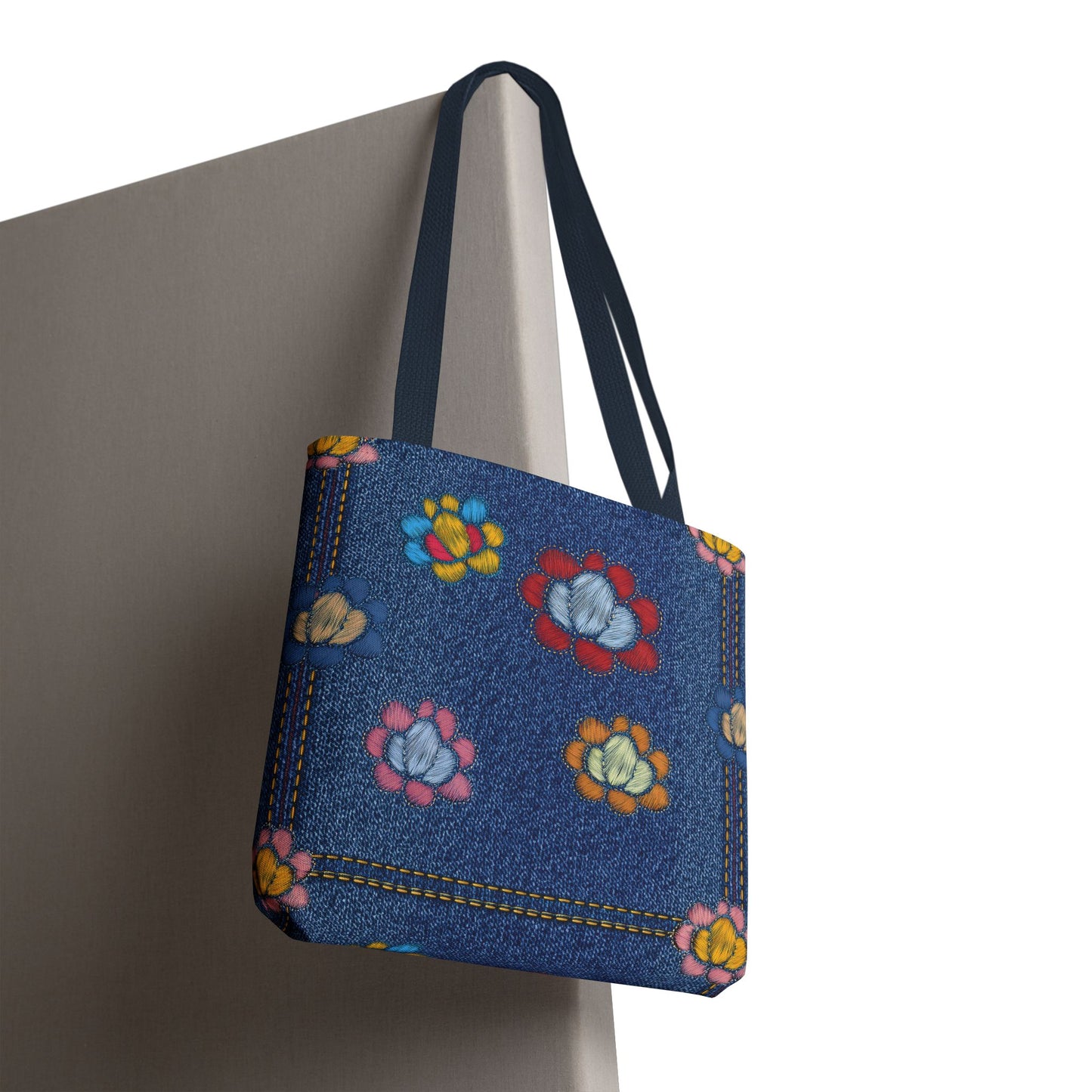 Denim Fabric Imitation Print Unisex Canvas Bag Poly Spun 3 Sizes Tote Bag 173