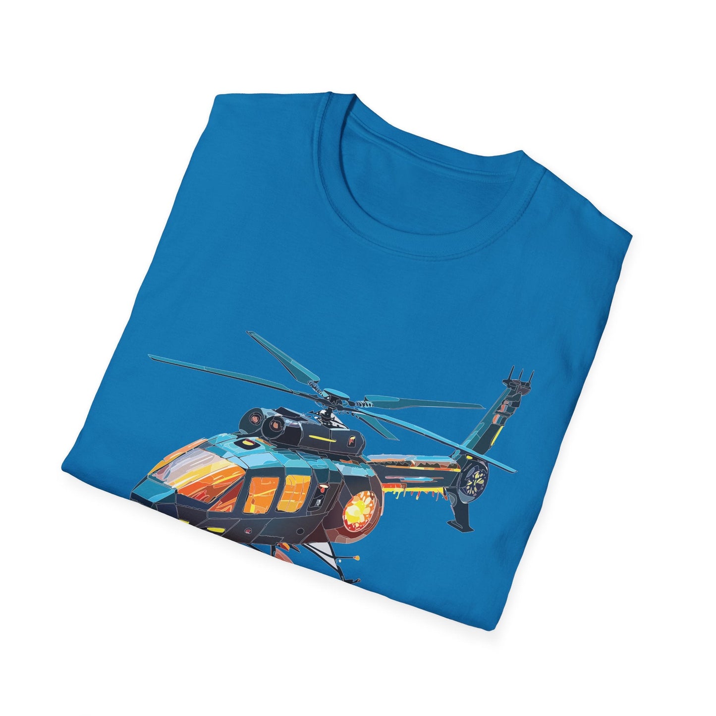 Chopper Helicopter Shirt Unisex Gildan Softstyle 64000 Cotton Tee Short Sleeve Graphic Tee