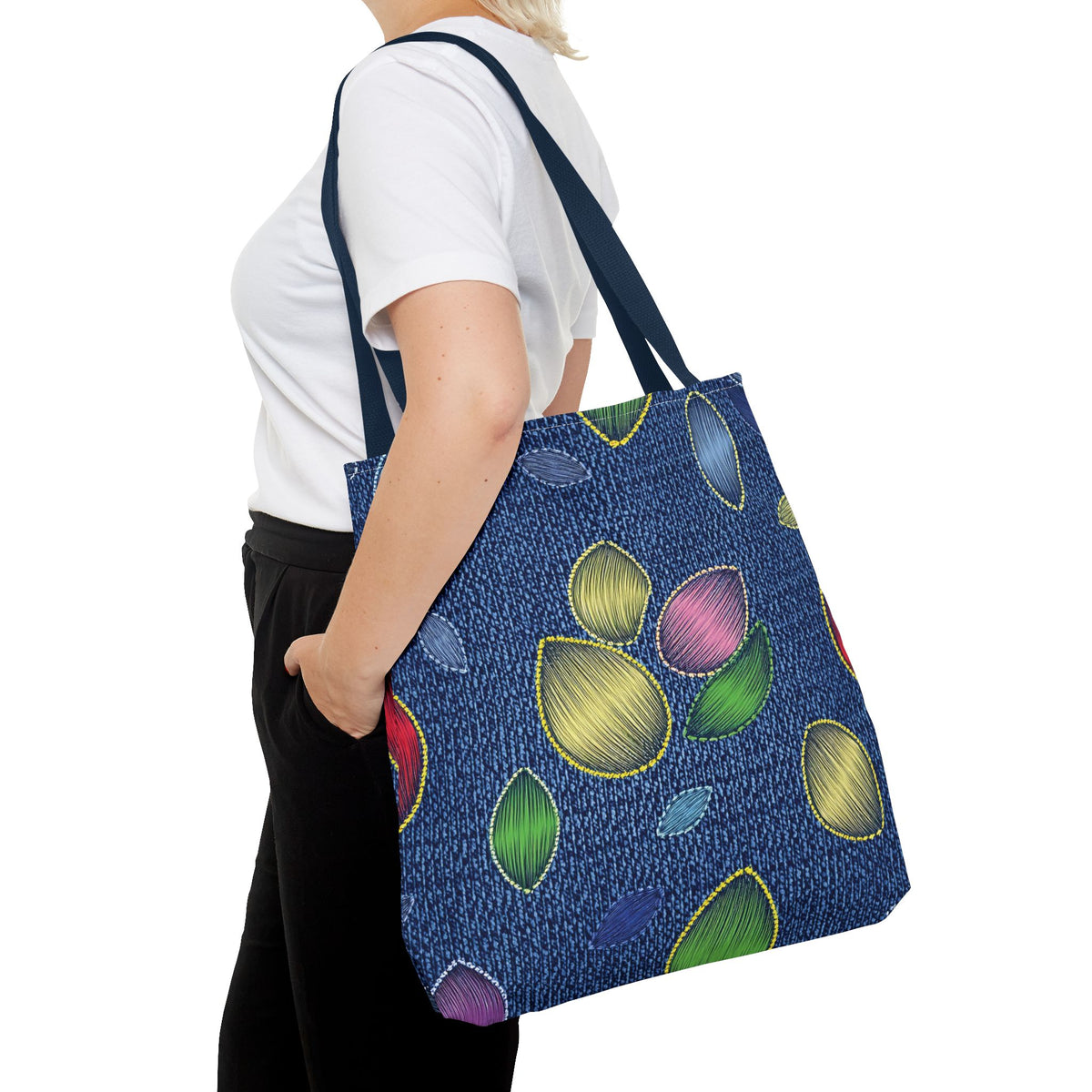 Denim Fabric Imitation Print Unisex Canvas Bag Poly Spun 3 Sizes Tote Bag 152