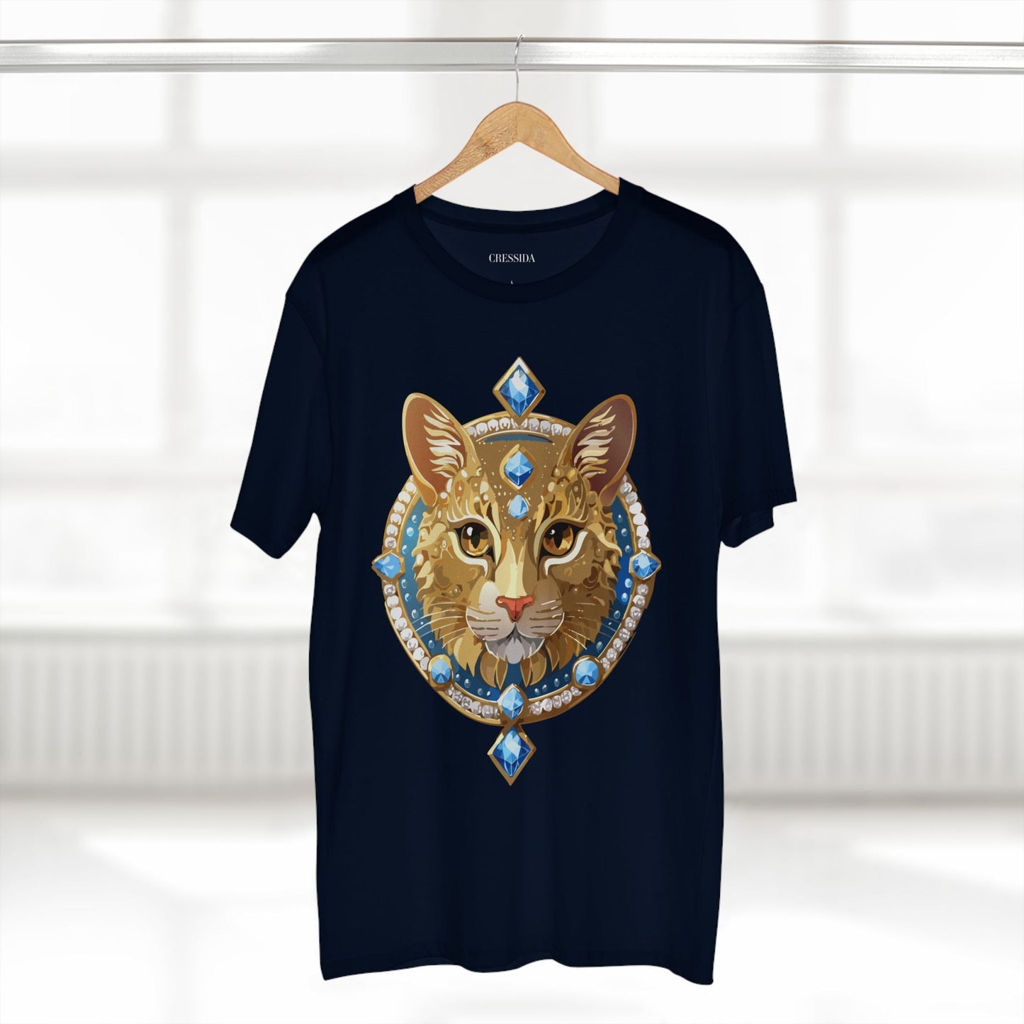 Cat Graphic Unisex 100 Cotton Tee With Unique Animal Golden Medallion Art Design 10