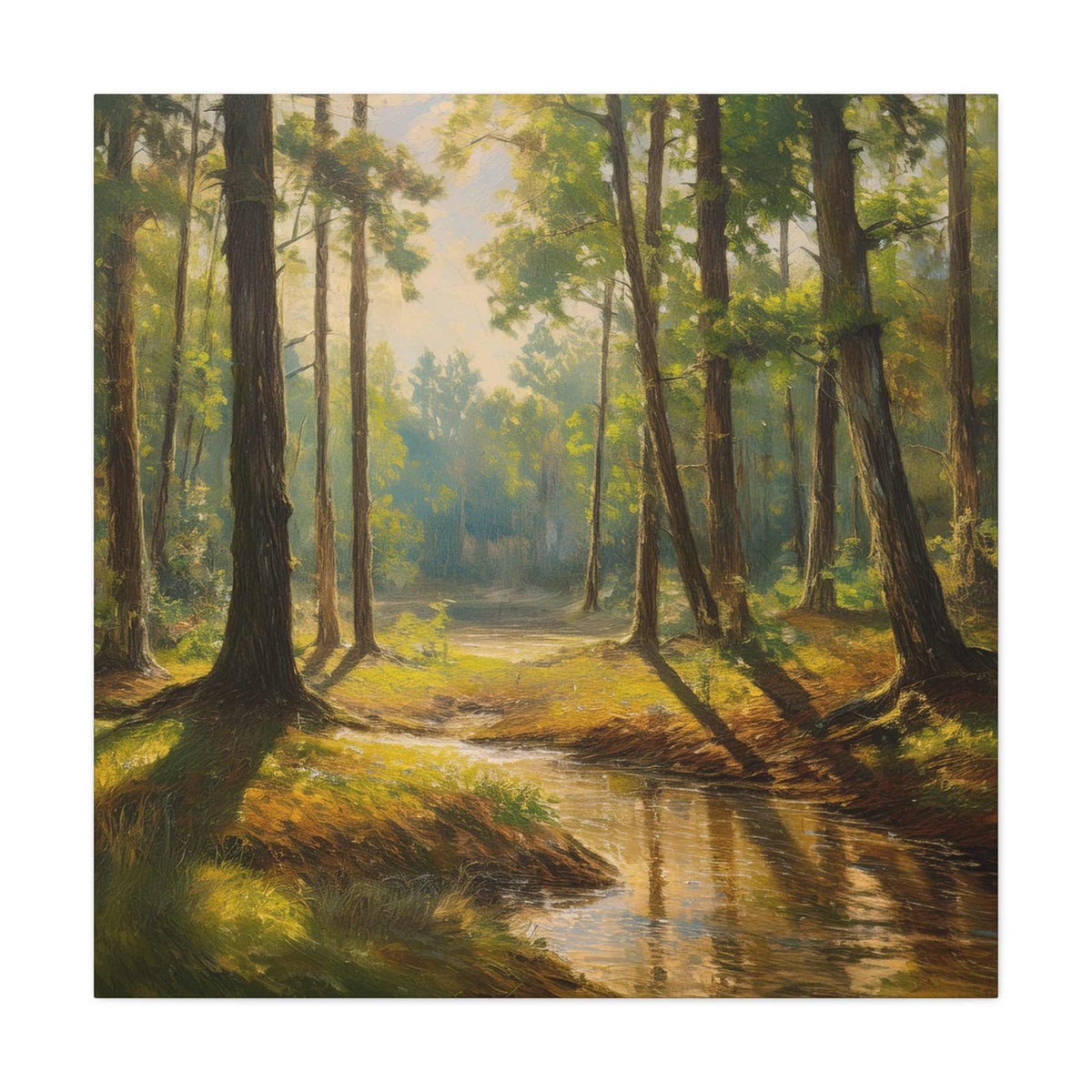 Forest Print Canvas, Trees Oil Paint Print 20x20, 24x24, 30x30, 32x32, 36x36 Art Design Print Pine-Wood Inner Frame MC-72