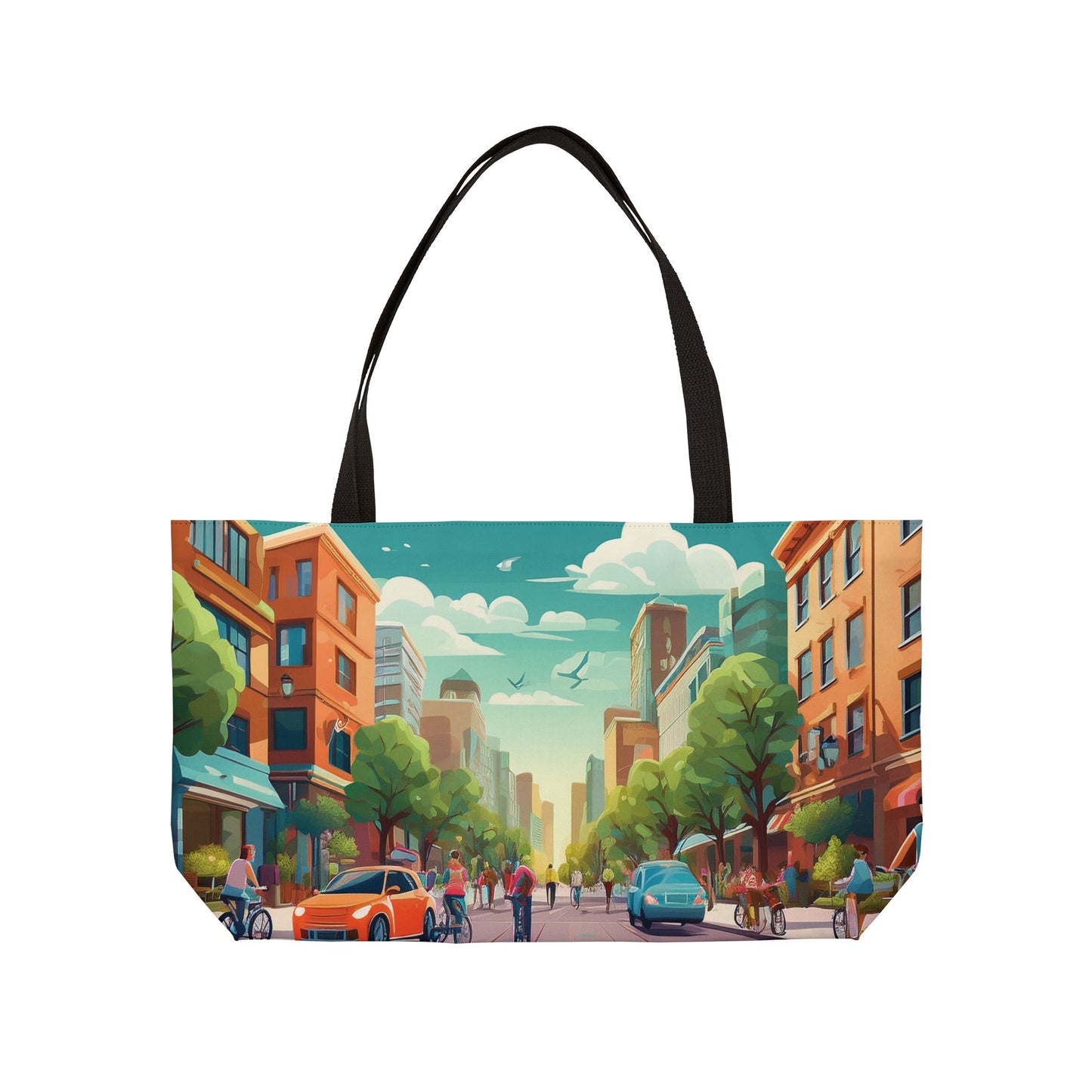 City Street Photo Print Big Bag 100% Spun Poly 24x13 Canvas Art Bag C-03