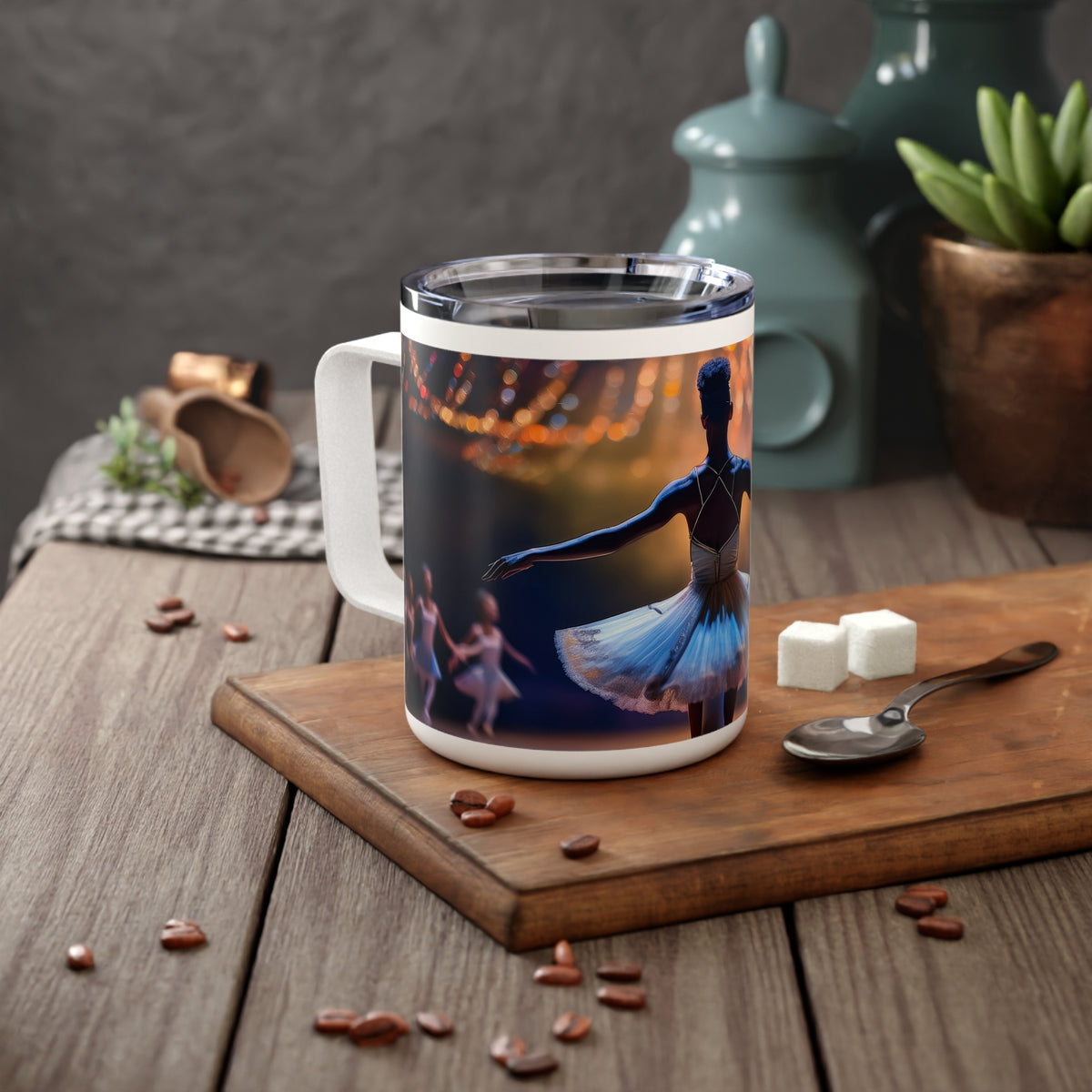 13 Art Design Insulated Coffee Mug Clear Lid 10oz Insulated Coffee Mug 10oz
