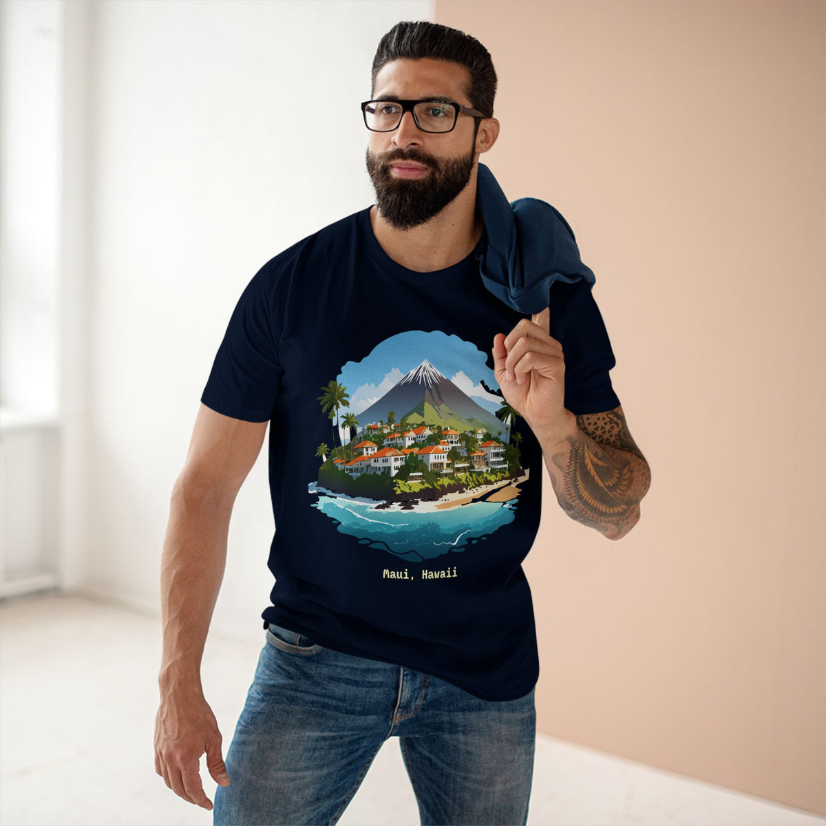 Maui Hawaii Island Landscape T-Shirt | Tropical Beach Village Print