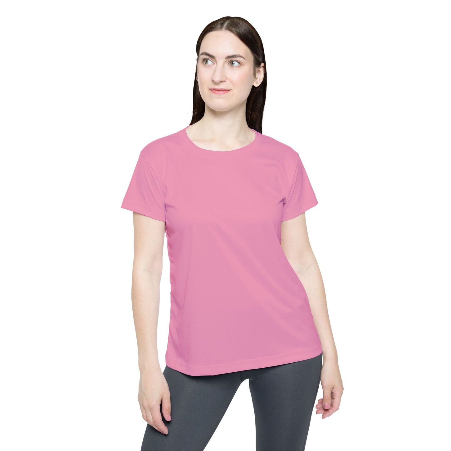 Pink Mist Women's Sports Jersey Short Sleeves 100% Poly Solid Pink Color Print Athletic Tee