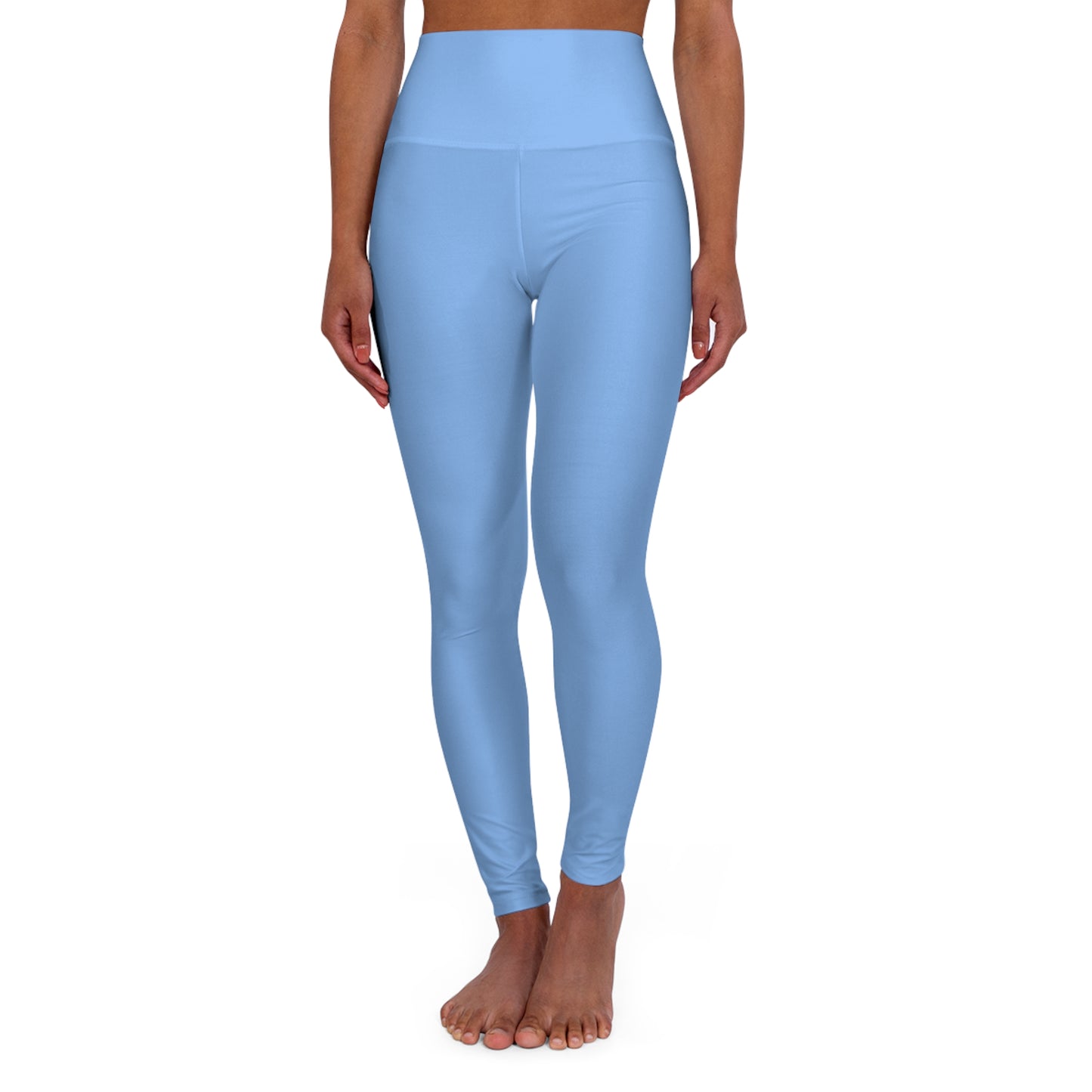 High-Waisted Miranda Blue Yoga Leggings Women's Seamless Poly-Span Stretchy Sky Blue Activewear for Pilates