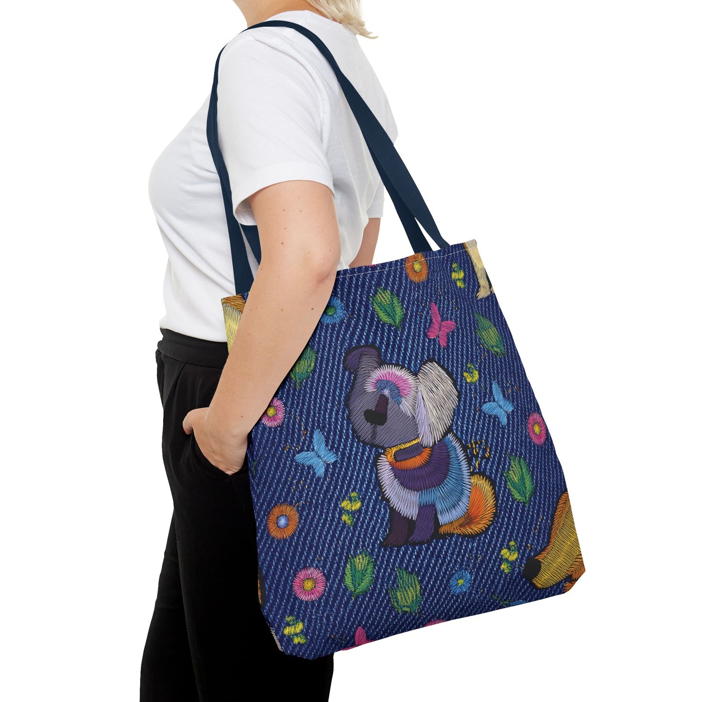 Denim Fabric Imitation Print Unisex Canvas Bag Poly Spun 3 Sizes Tote Bag 191-3
