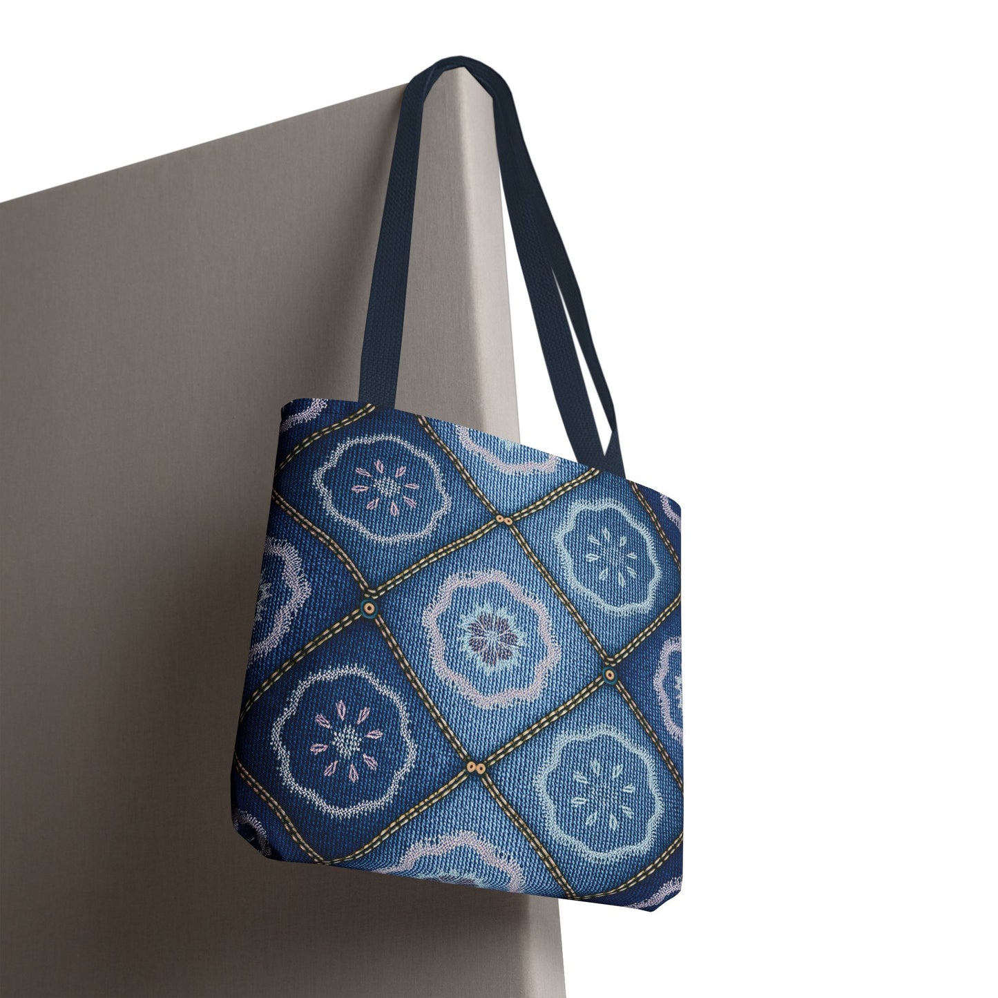Denim Fabric Imitation Print Unisex Canvas Bag Poly Spun 3 Sizes Tote Bag 123