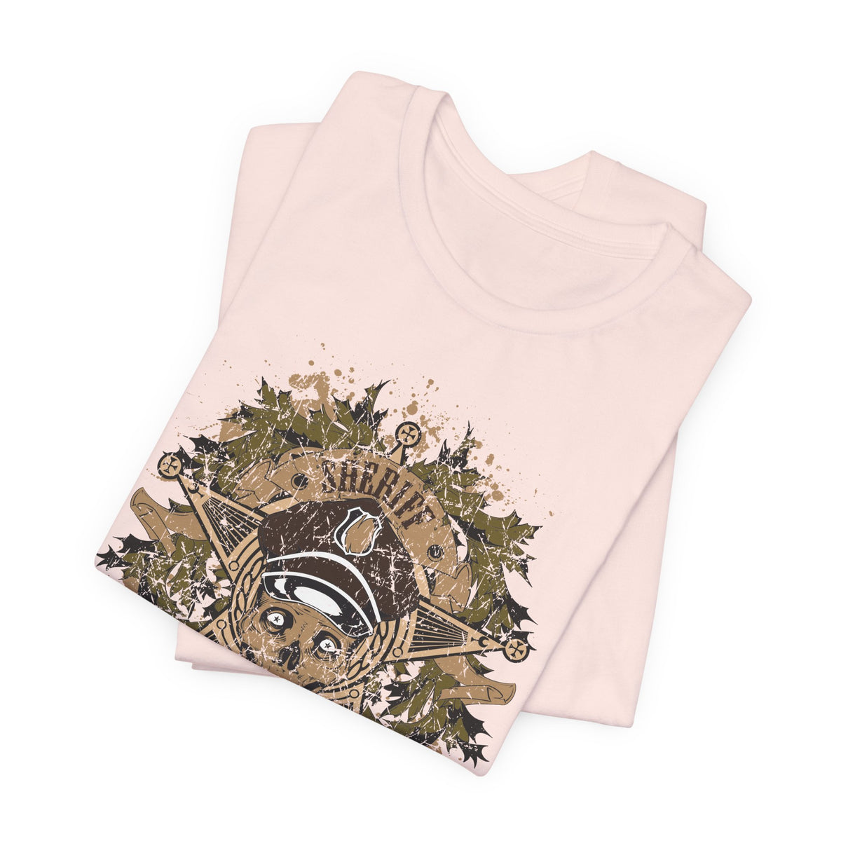 Skull and Crossbones Floral Emblem T-Shirt Nautical Pirate Unisex Cotton Tee Art-45