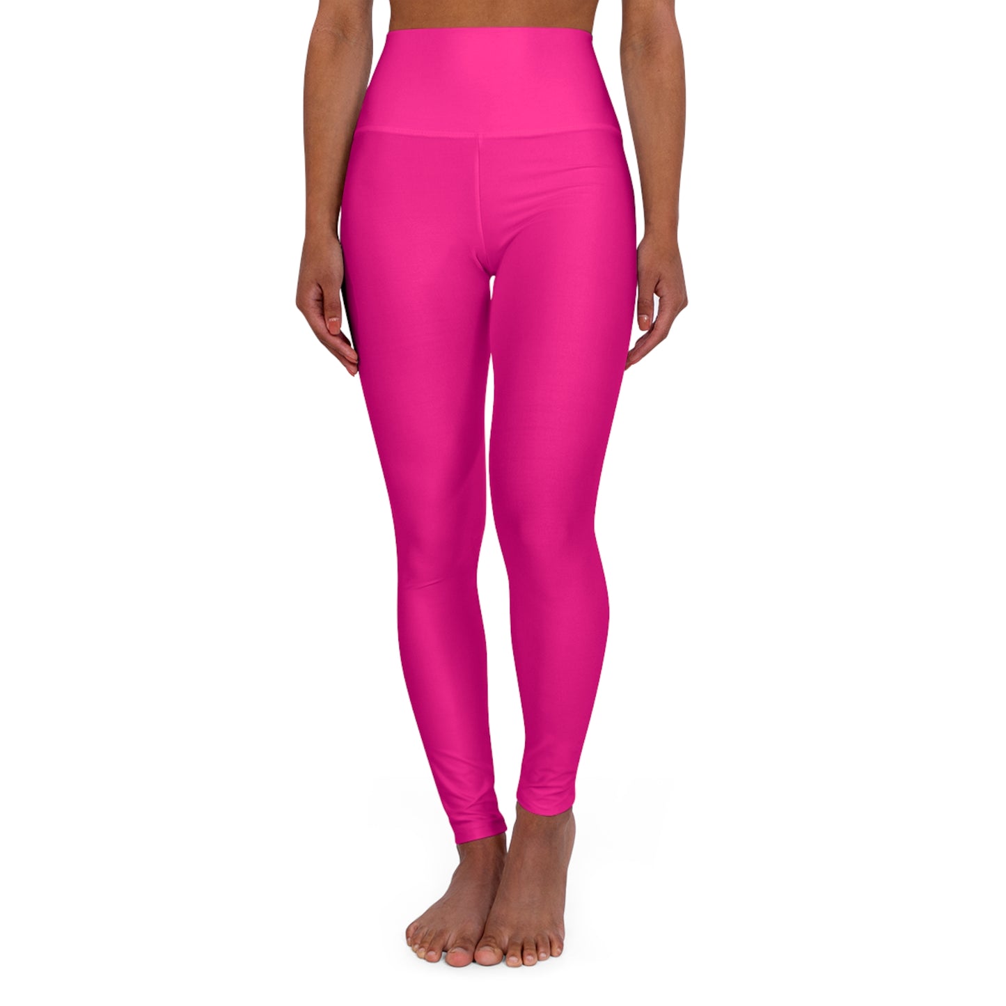 High-Waisted Barbie Pink Yoga Leggings Women's Seamless Poly-Span Hot Pink Print Activewear