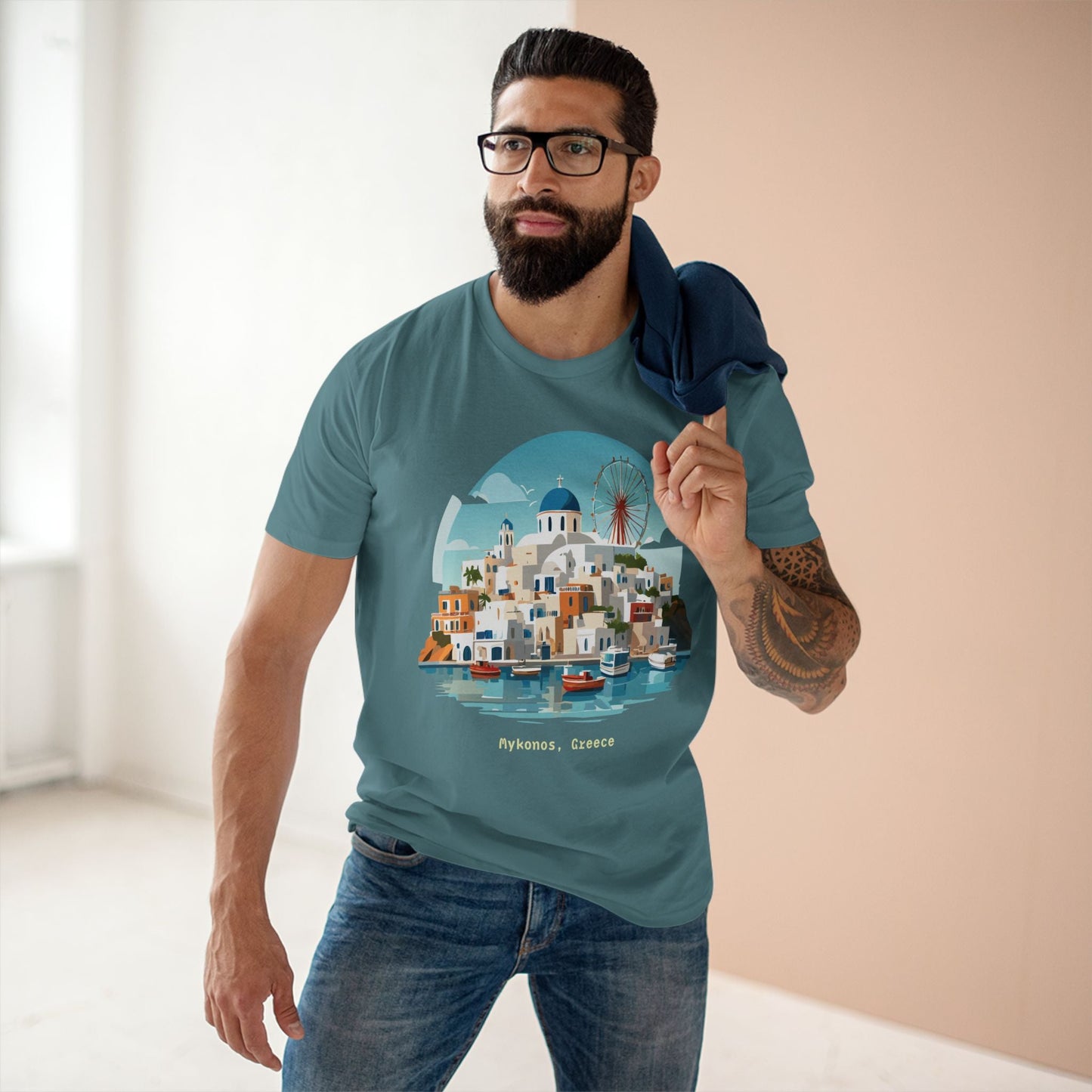 Unisex Greece Travel Shirt With Original Art Design Premium Cotton Tee Retro2Nova