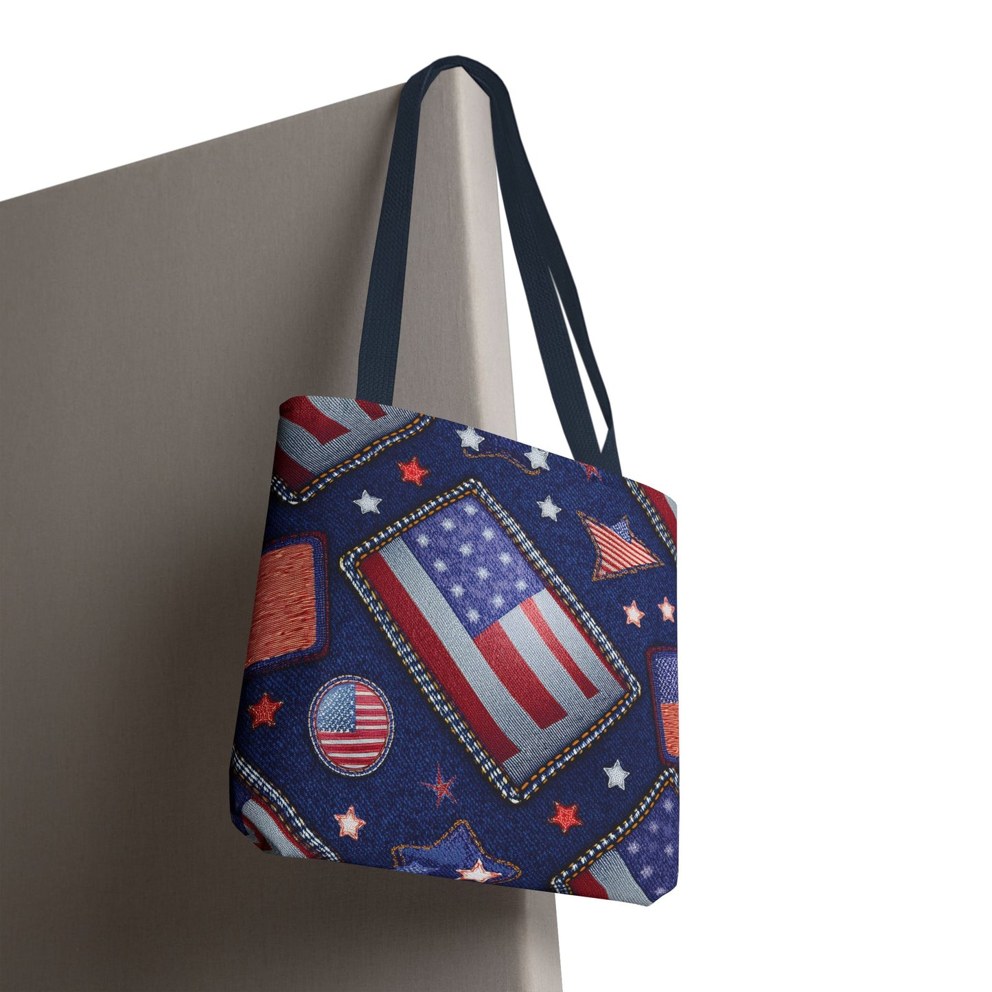 4th of July Graphic Denim Fabric Imitation Print Unisex Canvas Bag Poly Spun 3 Sizes Tote Bag 200-6