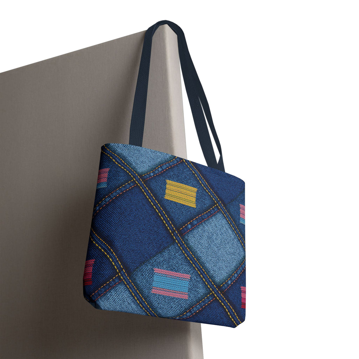 Denim Fabric Imitation Print Unisex Canvas Bag Poly Spun 3 Sizes Tote Bag 146