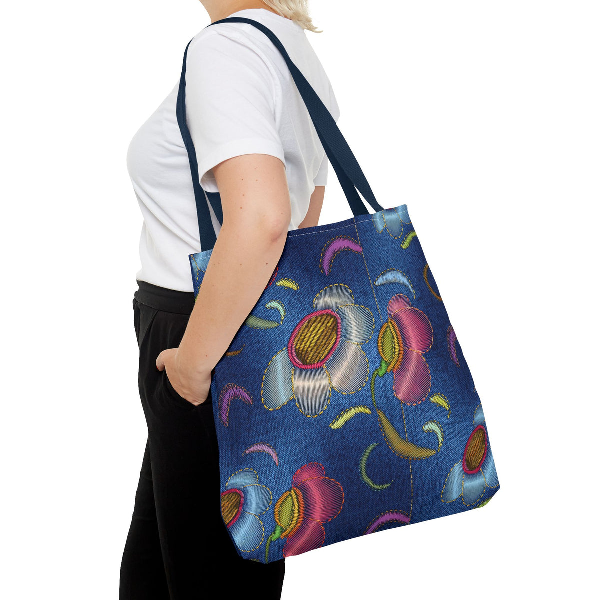 Denim Fabric Imitation Print Unisex Canvas Bag Poly Spun 3 Sizes Tote Bag 165