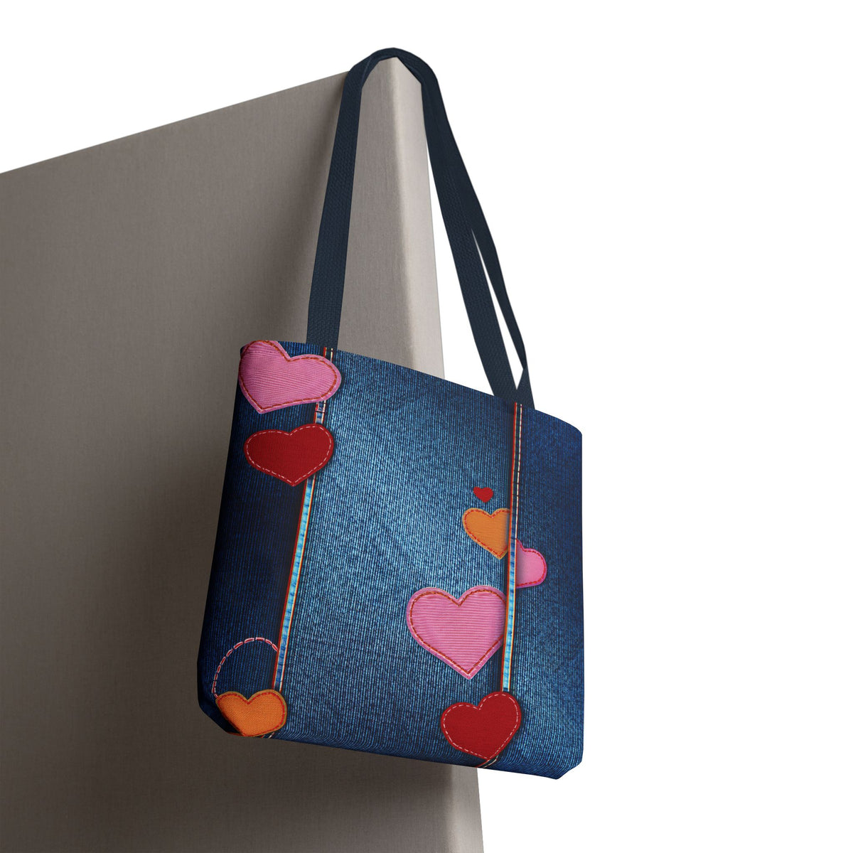 Love Day Graphic Design Denim Fabric Imitation Print Unisex Canvas Bag POLY 3 Sizes Tote Bag 201-22