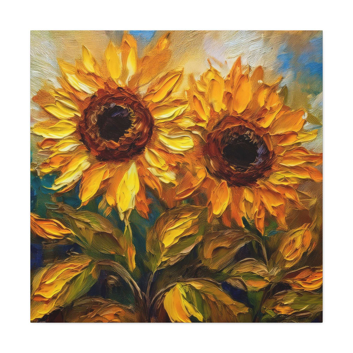 Sunflowers Print Canvas, Flowers Oil Paint Print 20x20, 24x24, 30x30, 32x32, 36x36, Floral Art Design Print Non-Frame MC-25