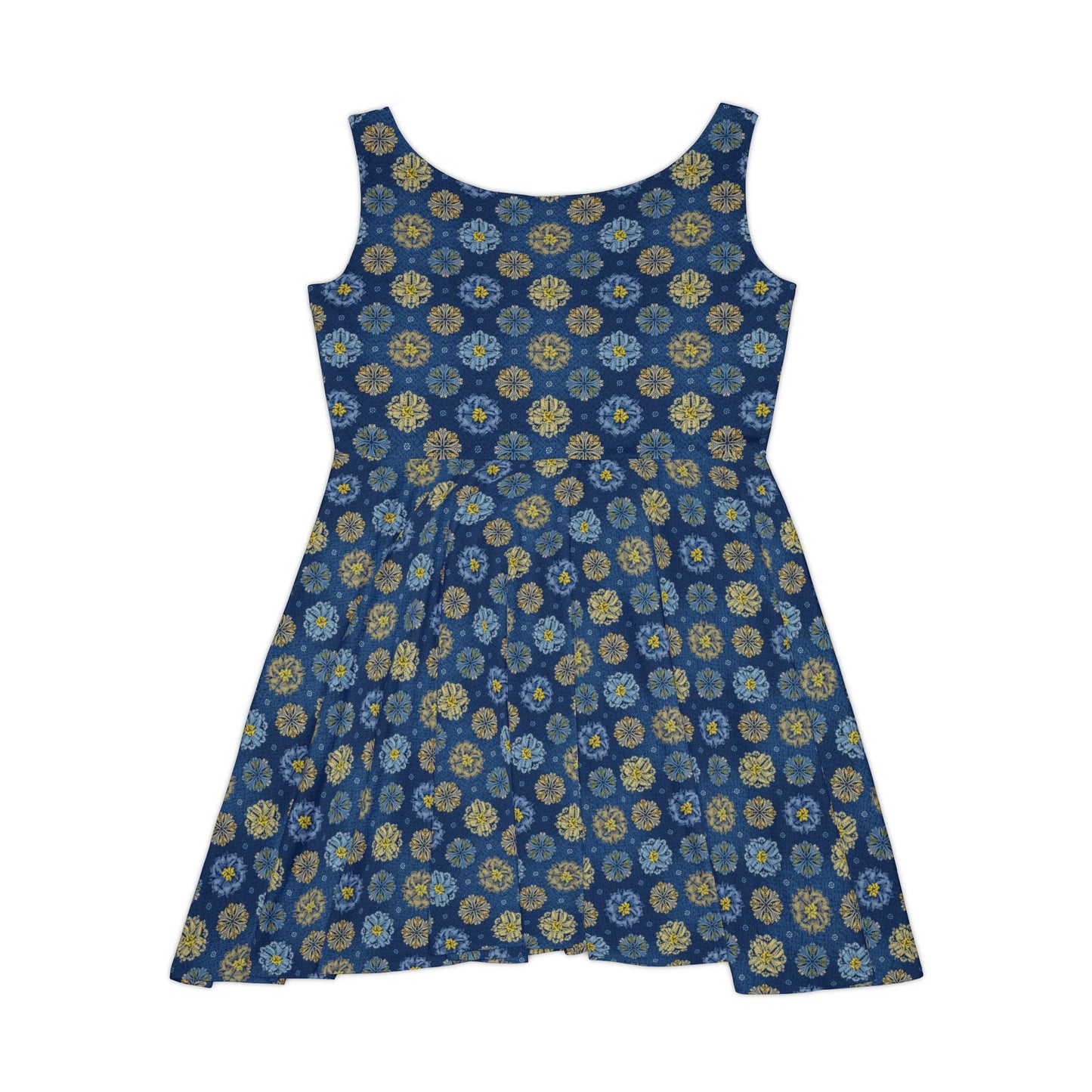Women Denim Print Skater Dress, Denim Print Poly-Span Dress - 34-2