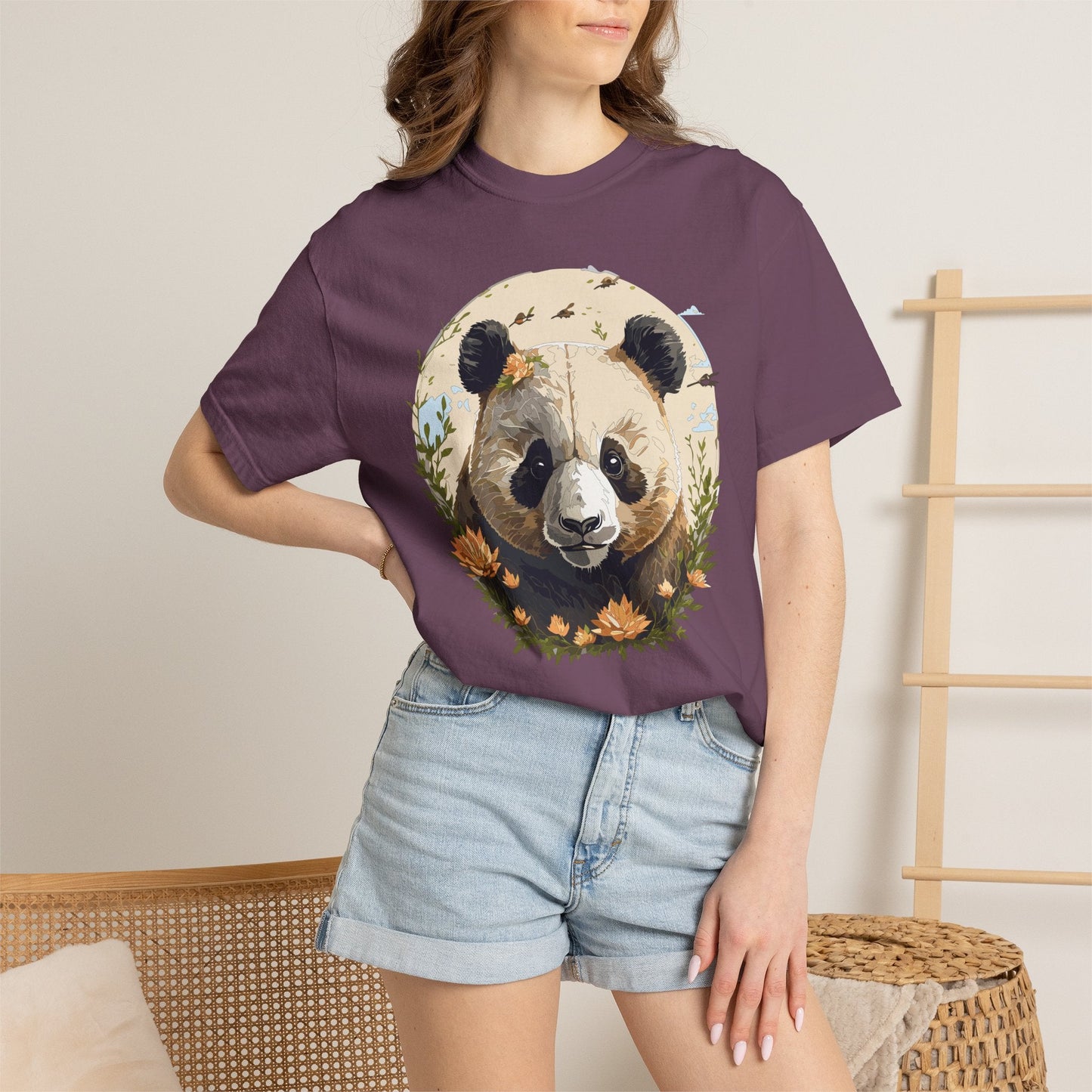 Panda Portrait Graphic T-Shirt Unisex Cotton Floral Animal Art Tee p9