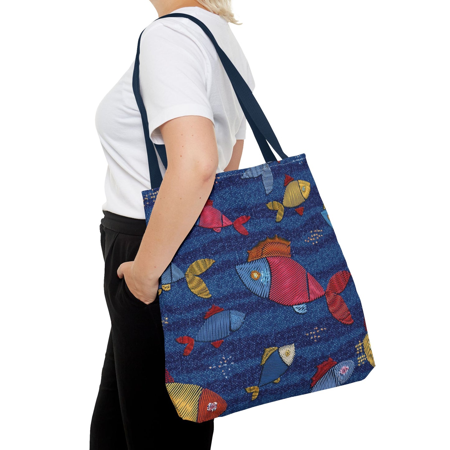 Denim Fabric Imitation Print Unisex Canvas Bag Poly Spun 3 Sizes Tote Bag 193-4