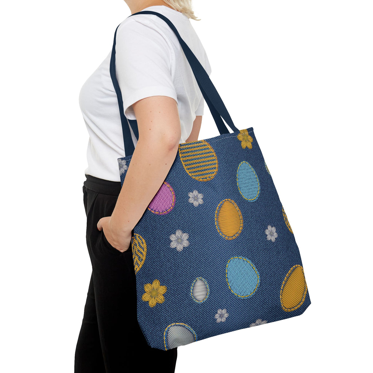Easter Graphic Design Denim Fabric Imitation Print Unisex Canvas Bag Poly Spun 3 Sizes Tote Bag 204-14