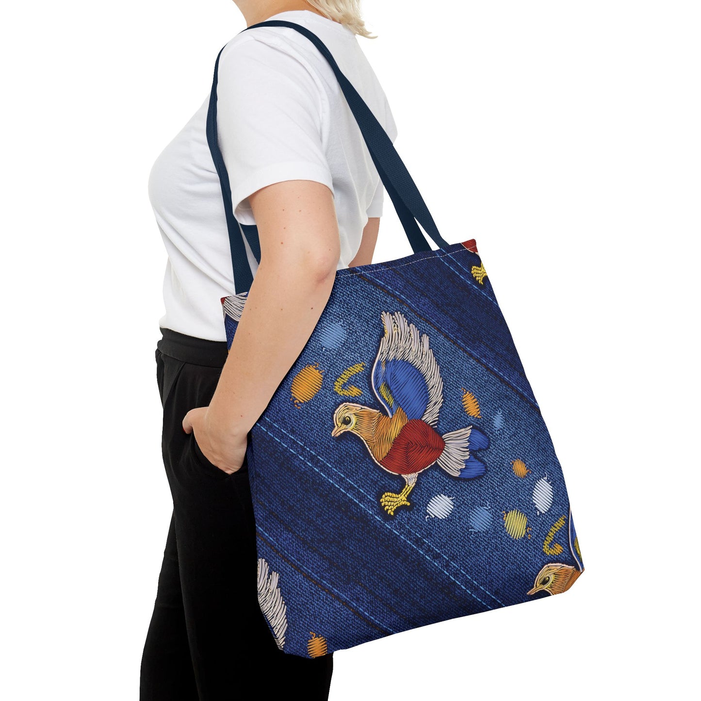Denim Fabric Imitation Print Unisex Canvas Bag Poly Spun 3 Sizes Tote Bag 194