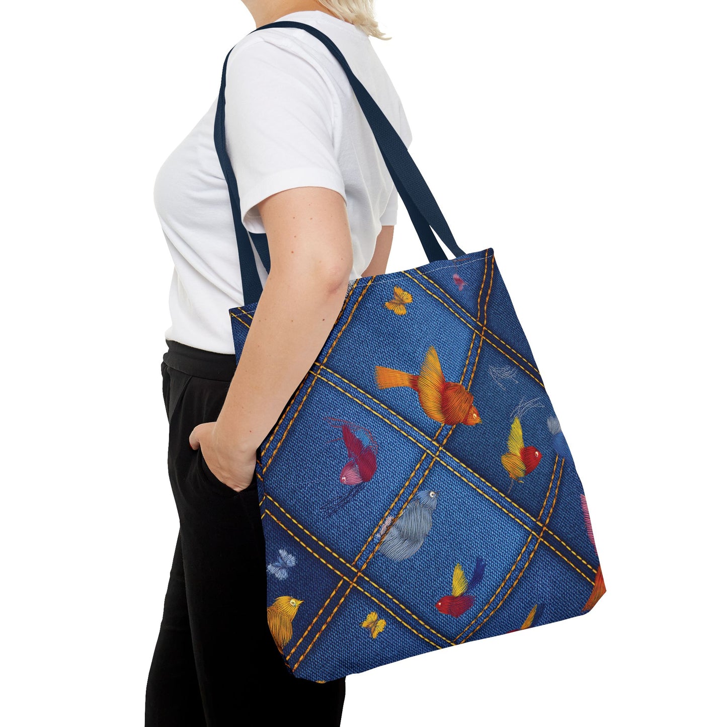 DENIM PRINT CANVAS BAG HIGH-QUALITY 100% SPUN POLY 3 SIZES CANVAS BAG-194-6