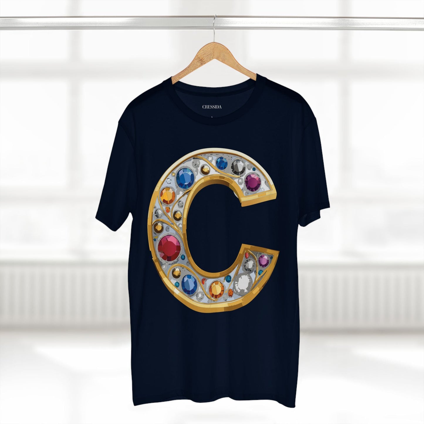 Letter C Graphic Design Tee Unisex 100 Cotton With Antique Gold Letters Artwork T-Shirt