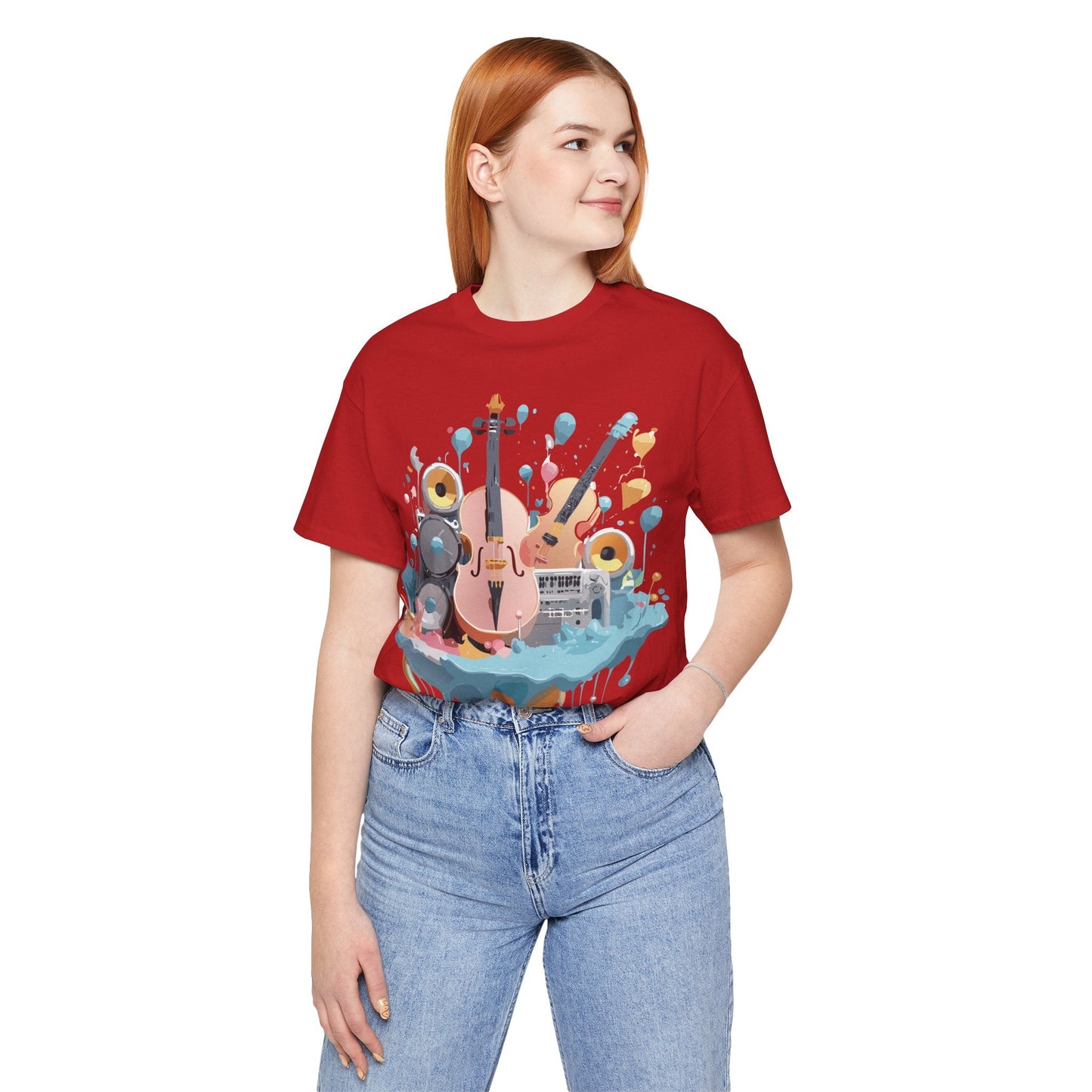 Music Graphic Unisex 100 Cotton Vintage Art with Musical Elements Tee 90