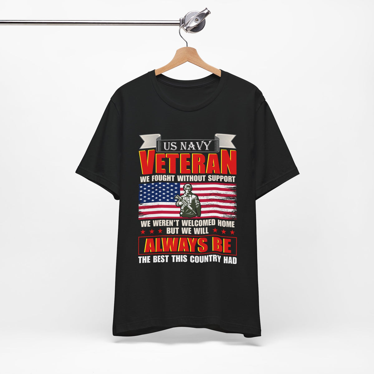 US Navy Veteran T-Shirt American Flag Soldier Graphic Patriotic Military Unisex Cotton v42