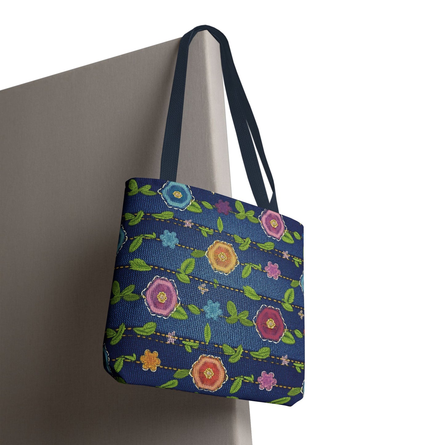 Denim Fabric Imitation Print Unisex Canvas Bag Poly Spun 3 Sizes Tote Bag 134