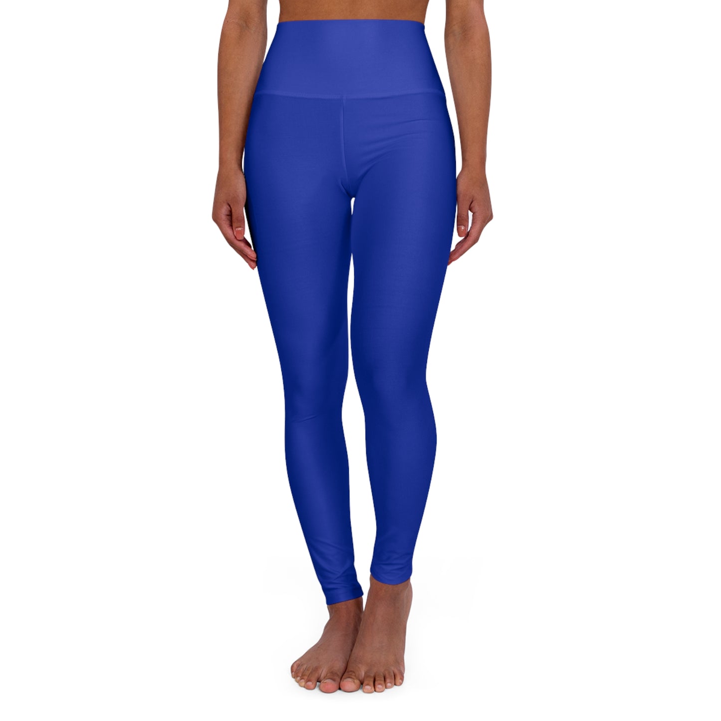 High-Waisted Klein Blue Yoga Leggings Women's Seamless Poly-Span Stretchy Royal Blue Activewear for Studio