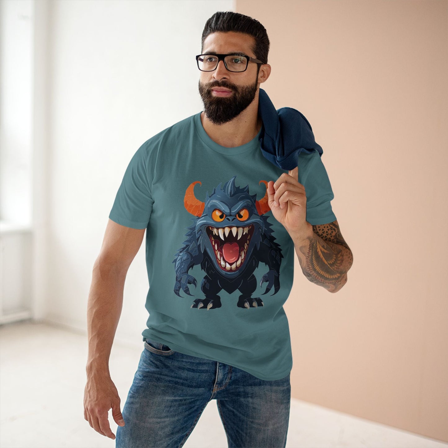 Cartoon Monsters Graphic Unisex 100 Cotton Staple Tee 30