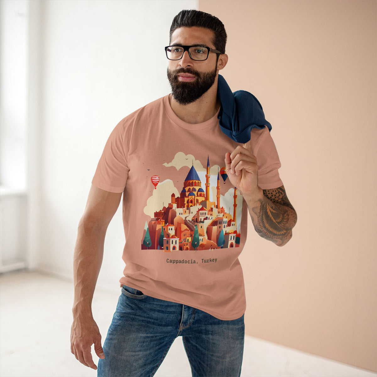 Cappadocia Turkey Illustration T-Shirt | Hot Air Balloons, Skyline