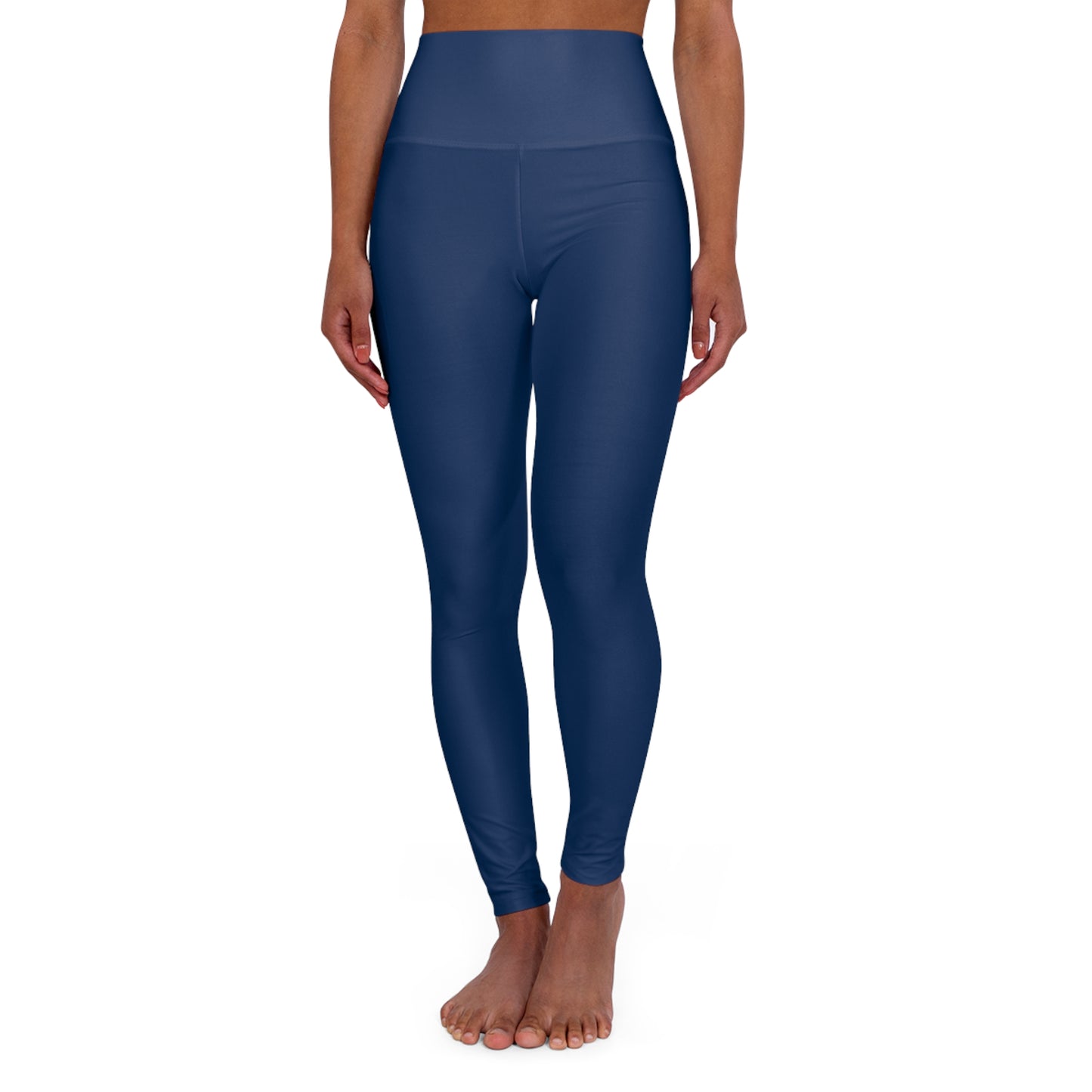 High-Waisted Oxford Navy Yoga Leggings Women's Seamless Poly-Span Stretchy Navy Blue Print Activewear Pants