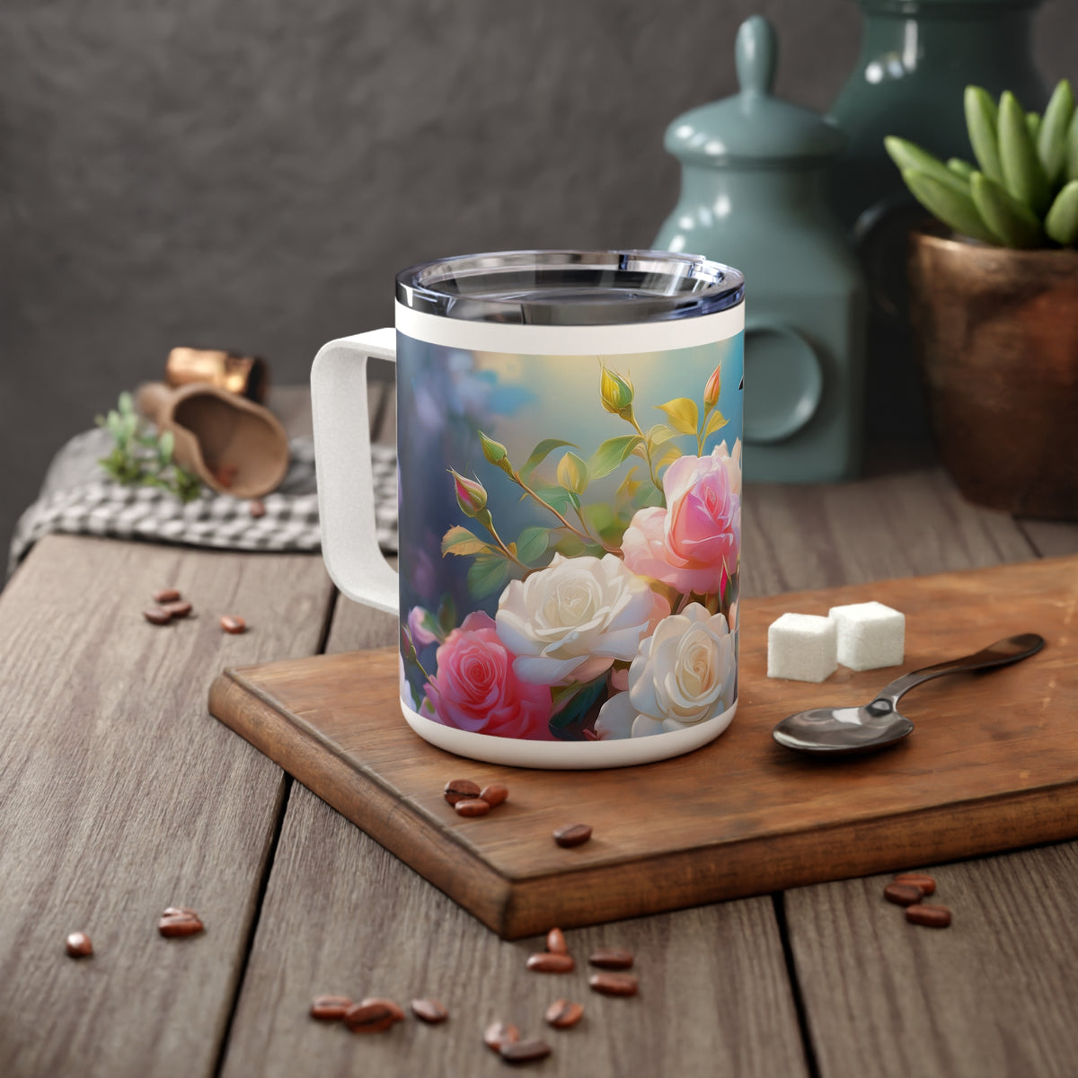 16 Art Design Insulated Coffee Mug Clear Lid 10oz Insulated Coffee Mug 10oz