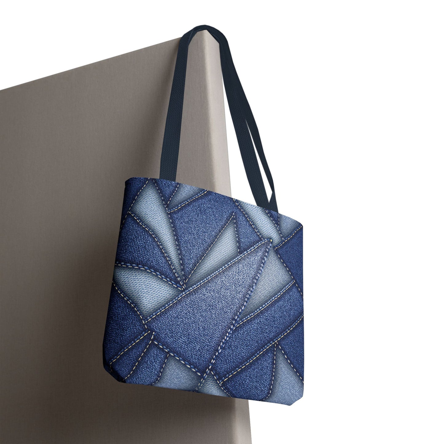 Denim Fabric Imitation Print Unisex Canvas Bag Poly Spun 3 Sizes Tote Bag 111