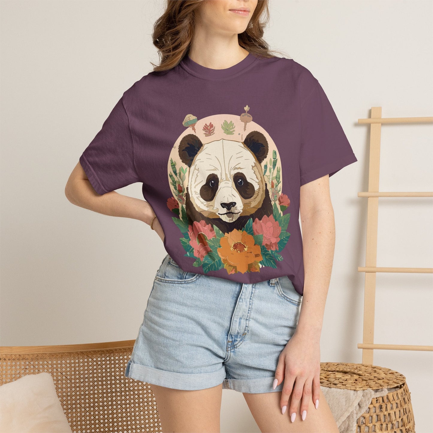 Panda Portrait Graphic T-Shirt Unisex Cotton Floral Animal Art Tee p2