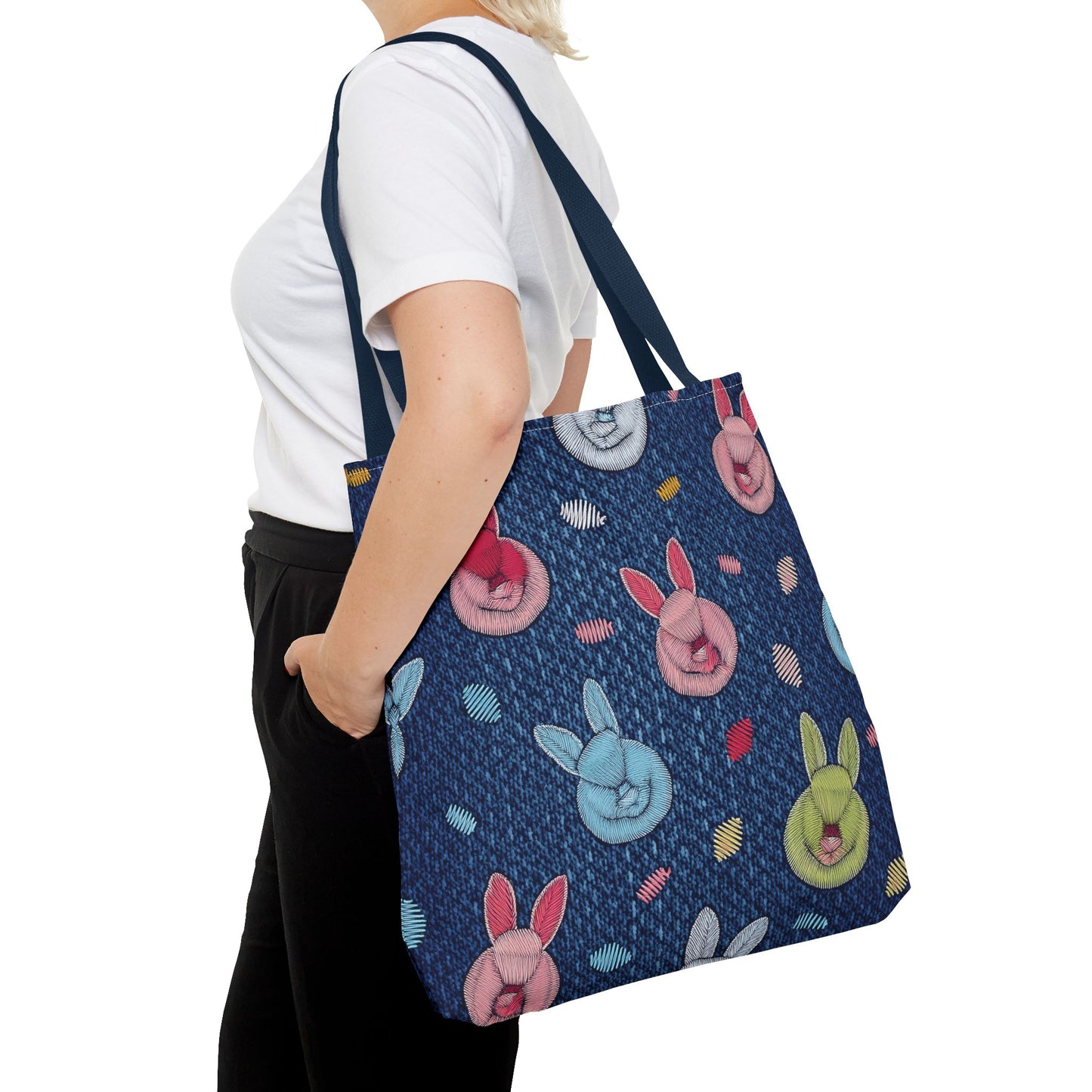 Denim Fabric Imitation Print Unisex Canvas Bag Poly Spun 3 Sizes Tote Bag 192-4
