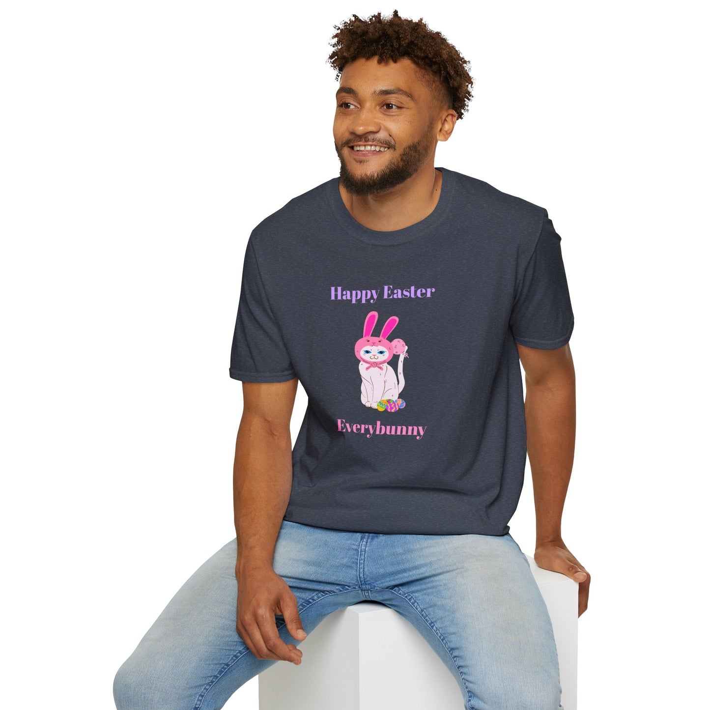 Unisex Easter Bunny T Shirt Softstyle 64000 Tee With Easter Design Print Gildan 100 Percent Ring Spun Cotton