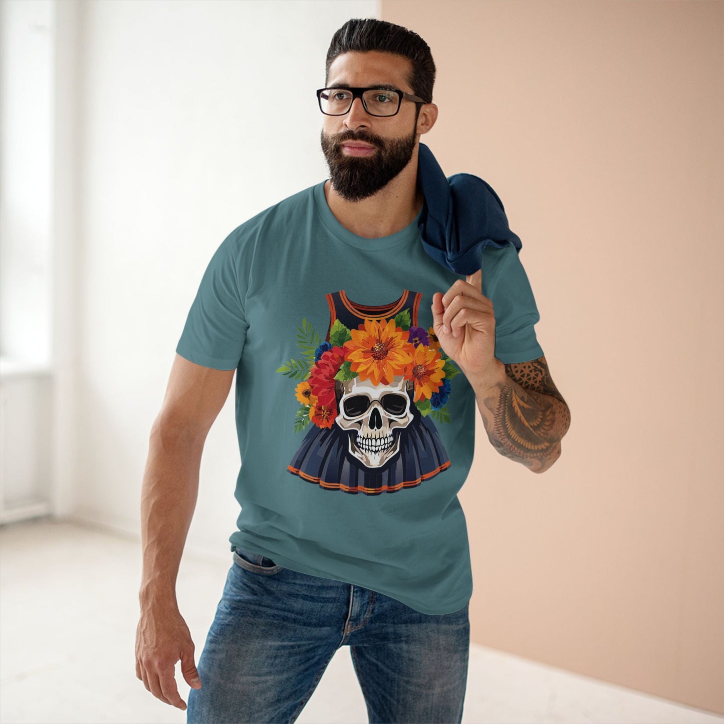 Skull Skeleton Shirt Unisex Premium Cotton Art Tee Original Design By Retro2Nova SS14