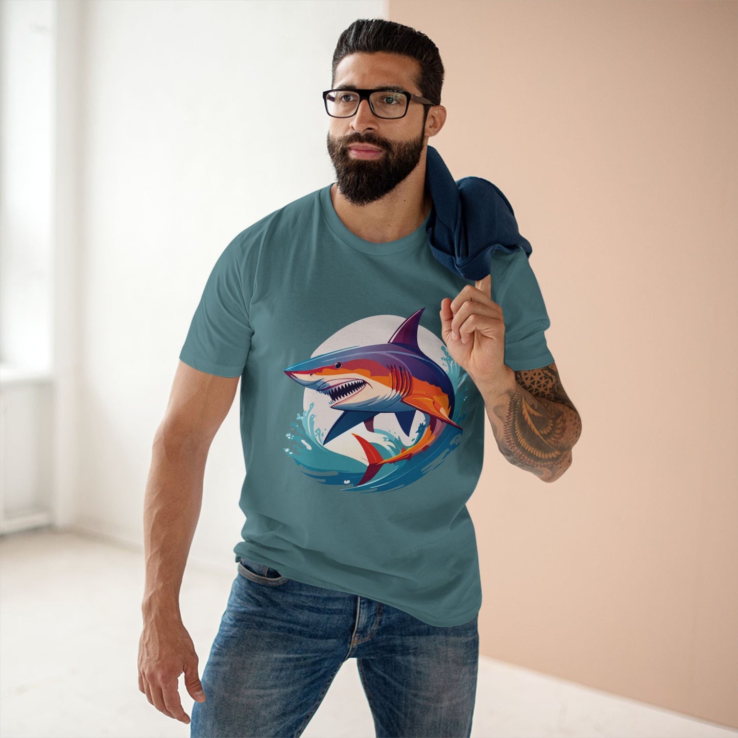Shark Animals Shirt Unisex Premium Cotton Tee With Original Art Design From Retro2Nova Art Collection